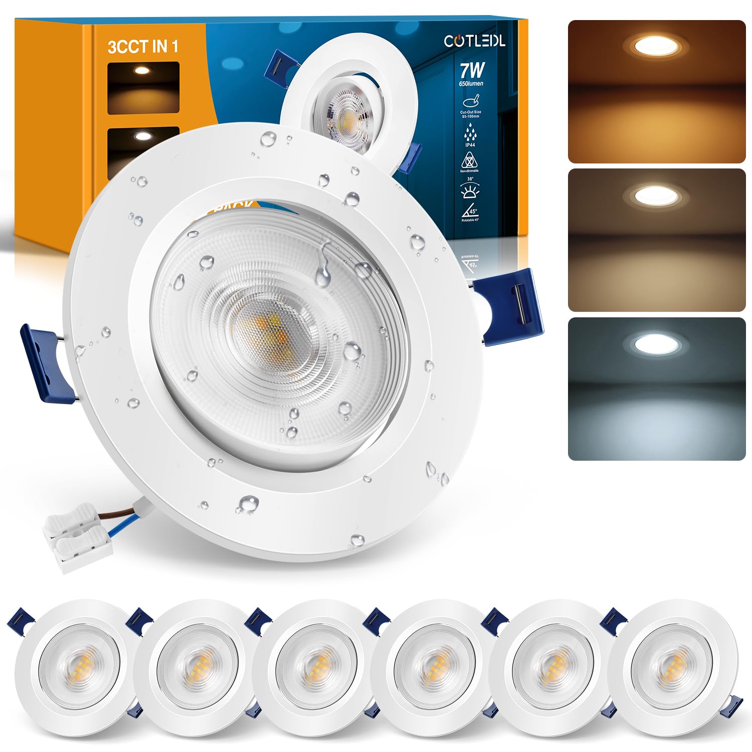 Set 6 Faretti LED da Incasso Orientabili 7W IP44