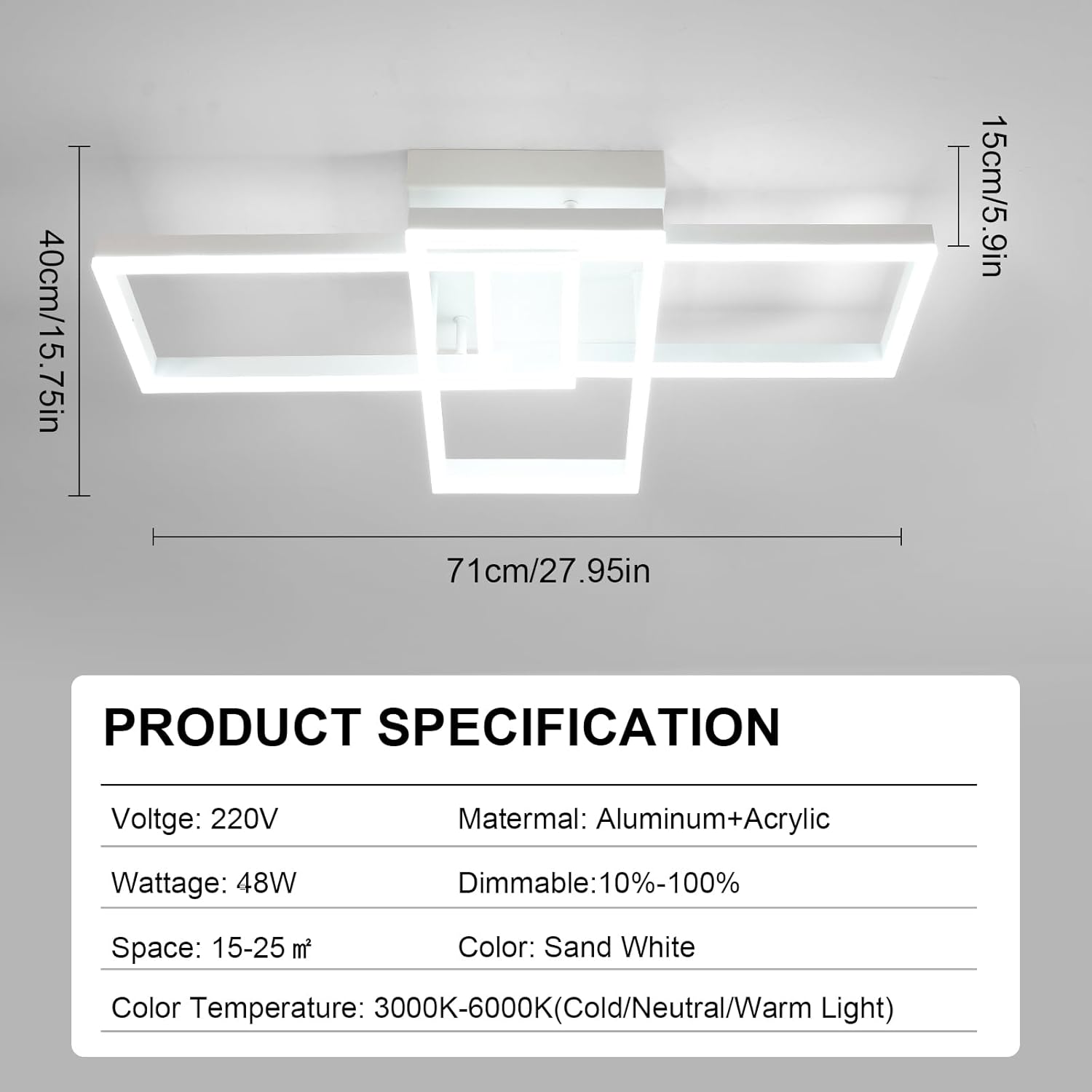 Plafoniera LED Soffitto Dimmerabile 48W 71cm - immagine 6
