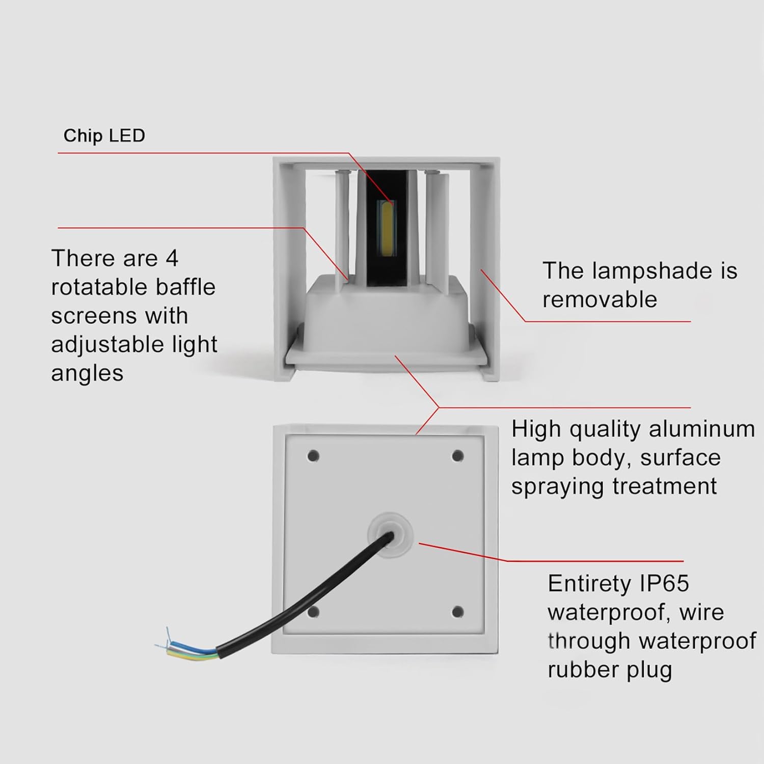 Applique da Parete Esterno/Interno LED 20W 4000K 2 Pezzi - immagine 6