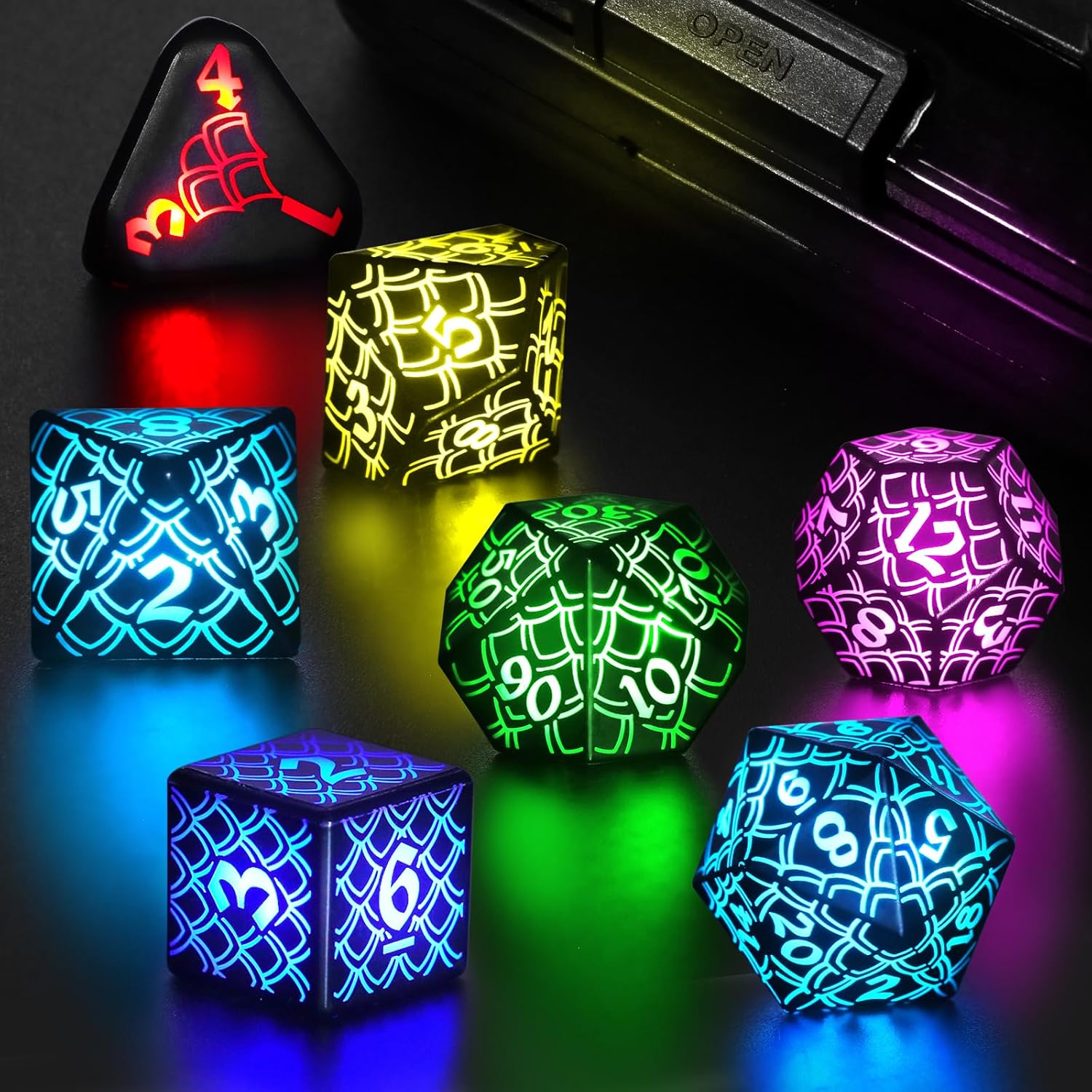 Set Dadi D&D Luminosi Ricaricabili LED Dice - immagine 1