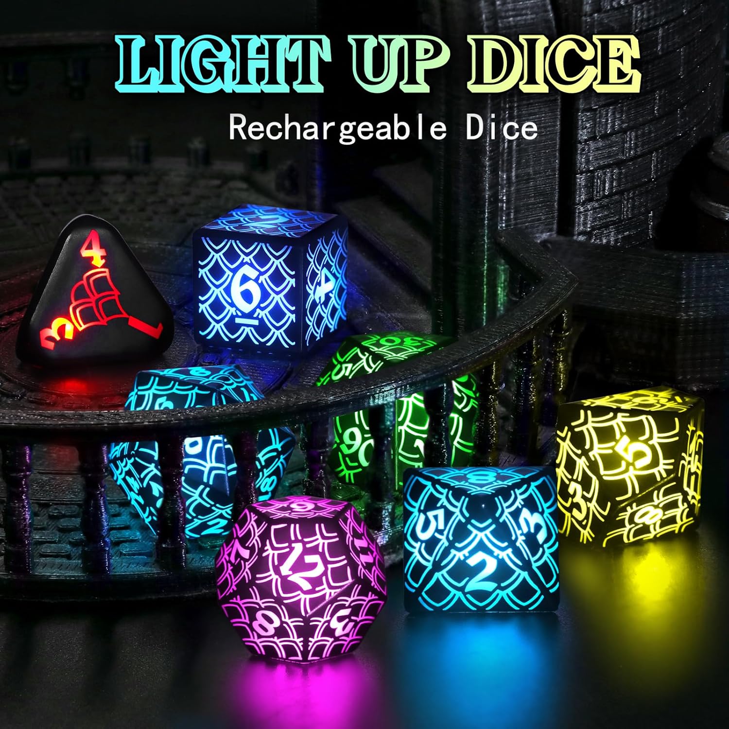 Set Dadi D&D Luminosi Ricaricabili LED Dice - immagine 3