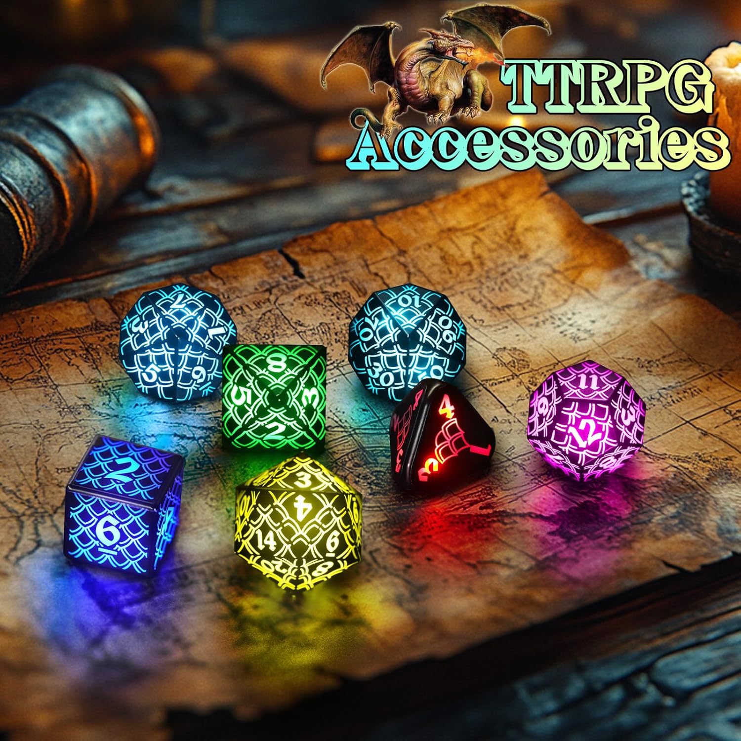 Set Dadi D&D Luminosi Ricaricabili LED Dice - immagine 6
