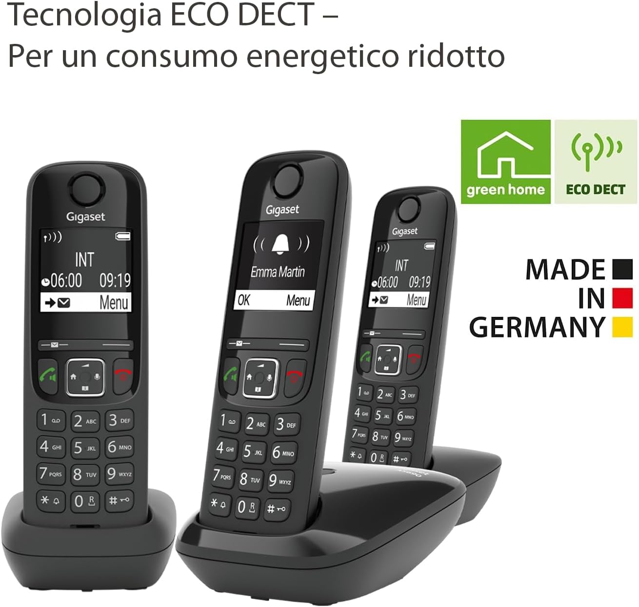 Gigaset AS690 Trio Telefono Cordless - Nero - immagine 5