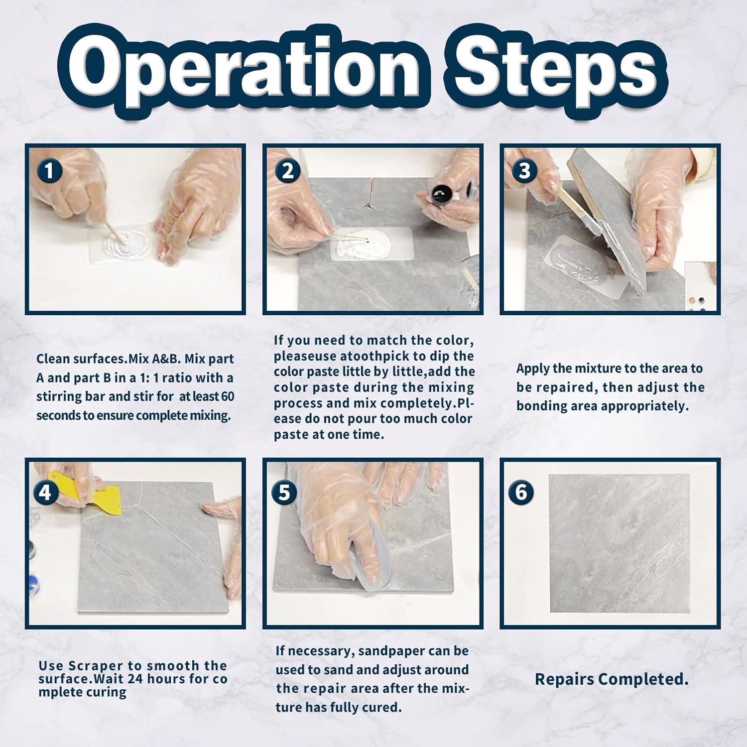 Kit Riparazione Piastrelle Granito Marmo (Match Colore) - immagine 3