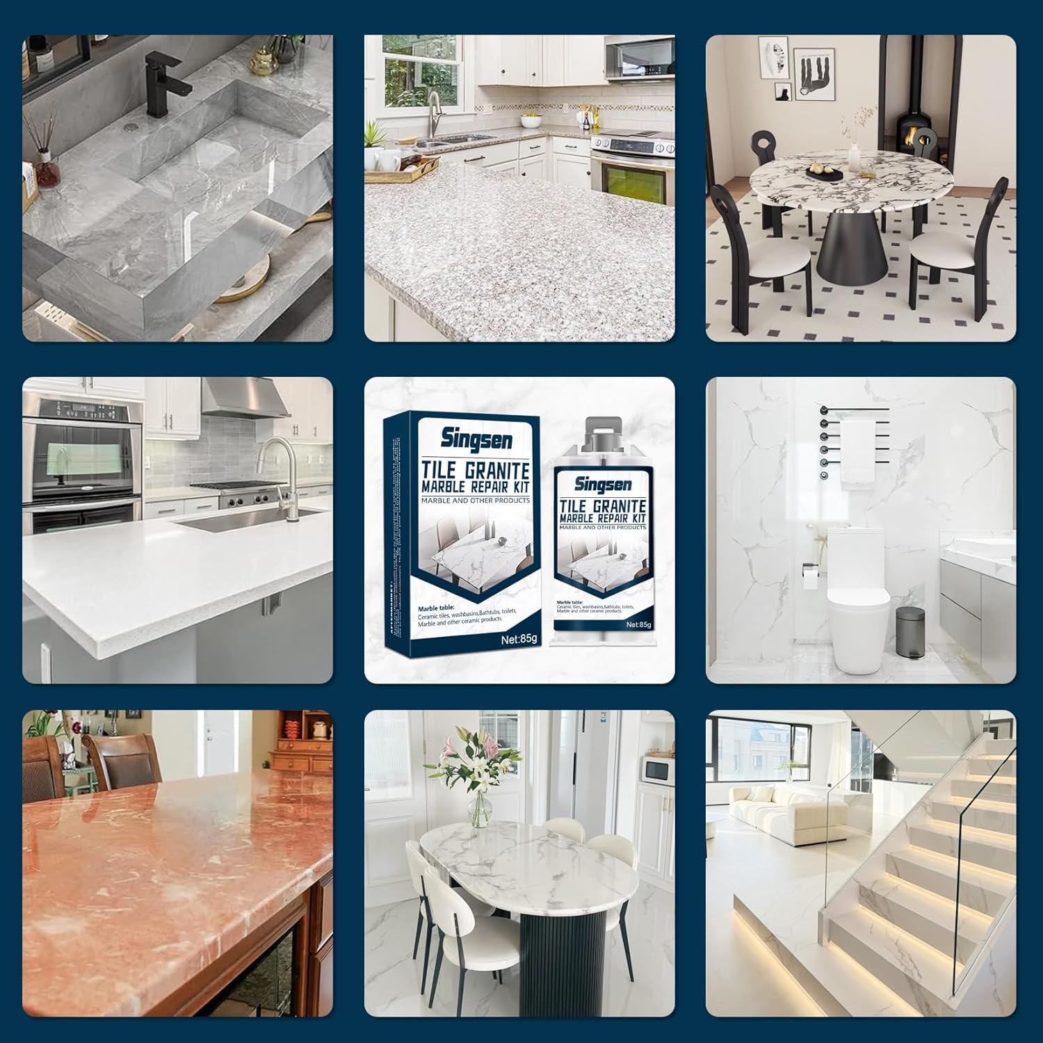 Kit Riparazione Piastrelle Granito Marmo (Match Colore) - immagine 6