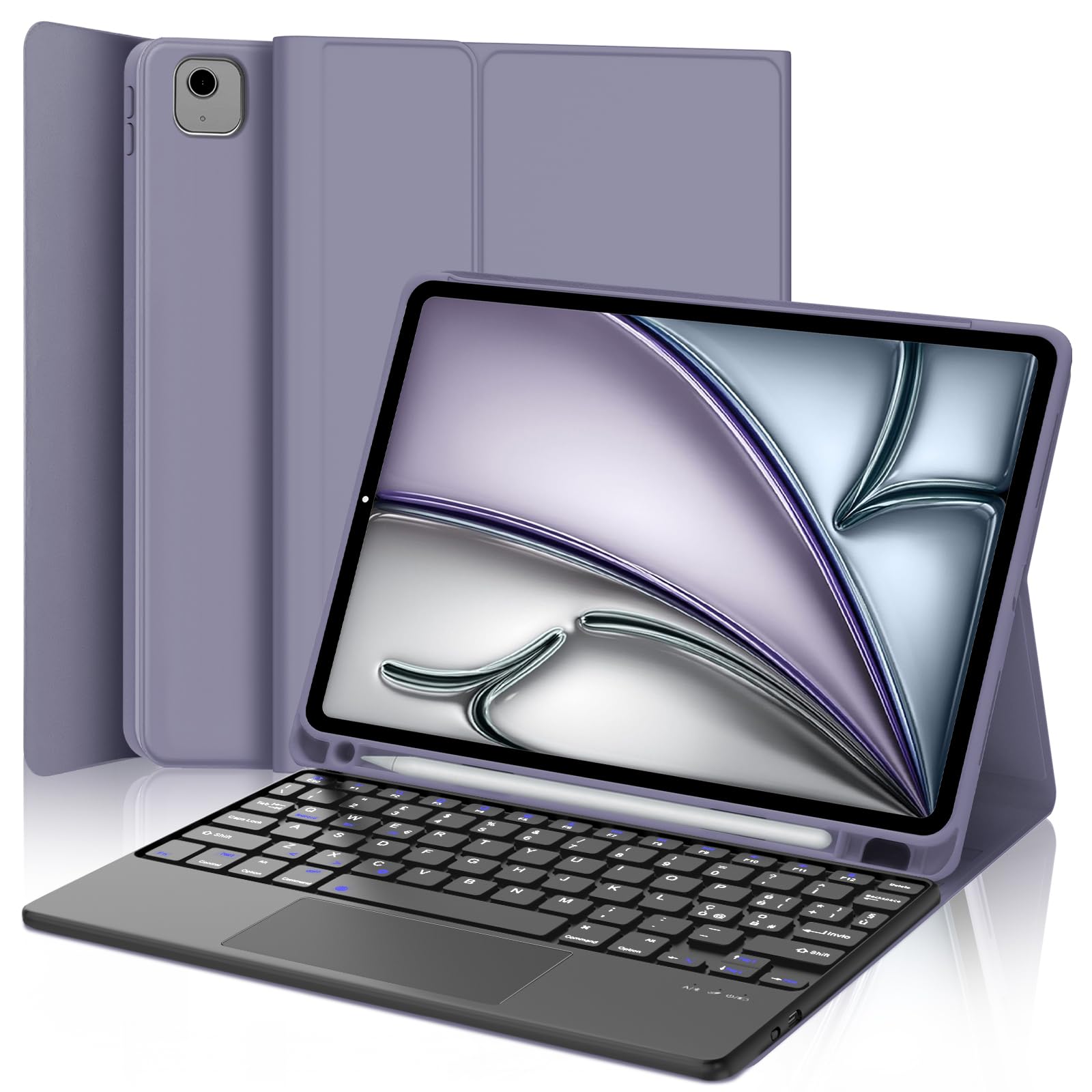 Jademall Custodia Tastiera Trackpad per iPad Air 11" Viola