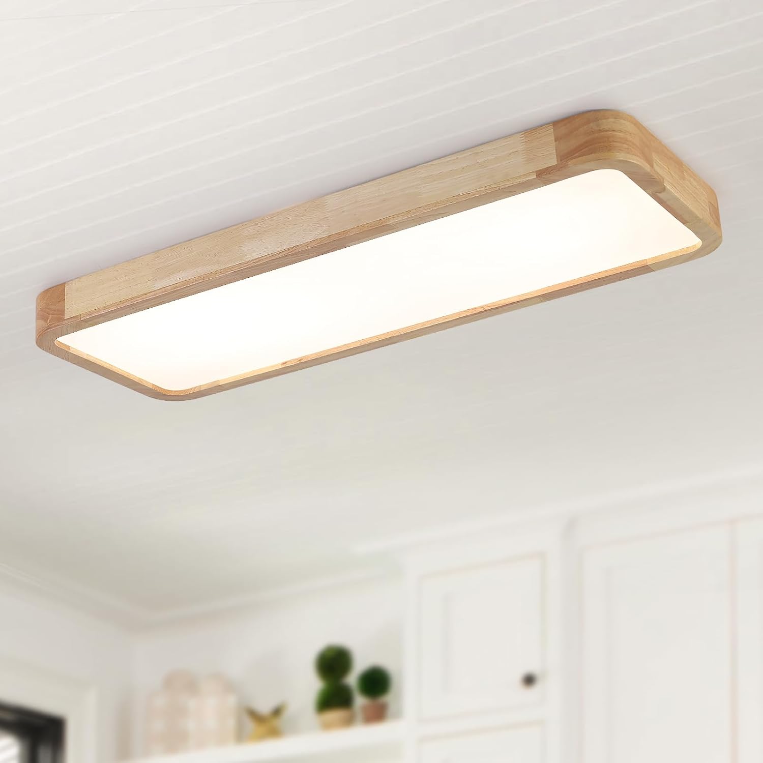 Schindora Plafoniera LED Soffitto Legno 80x30cm 36W - immagine 1