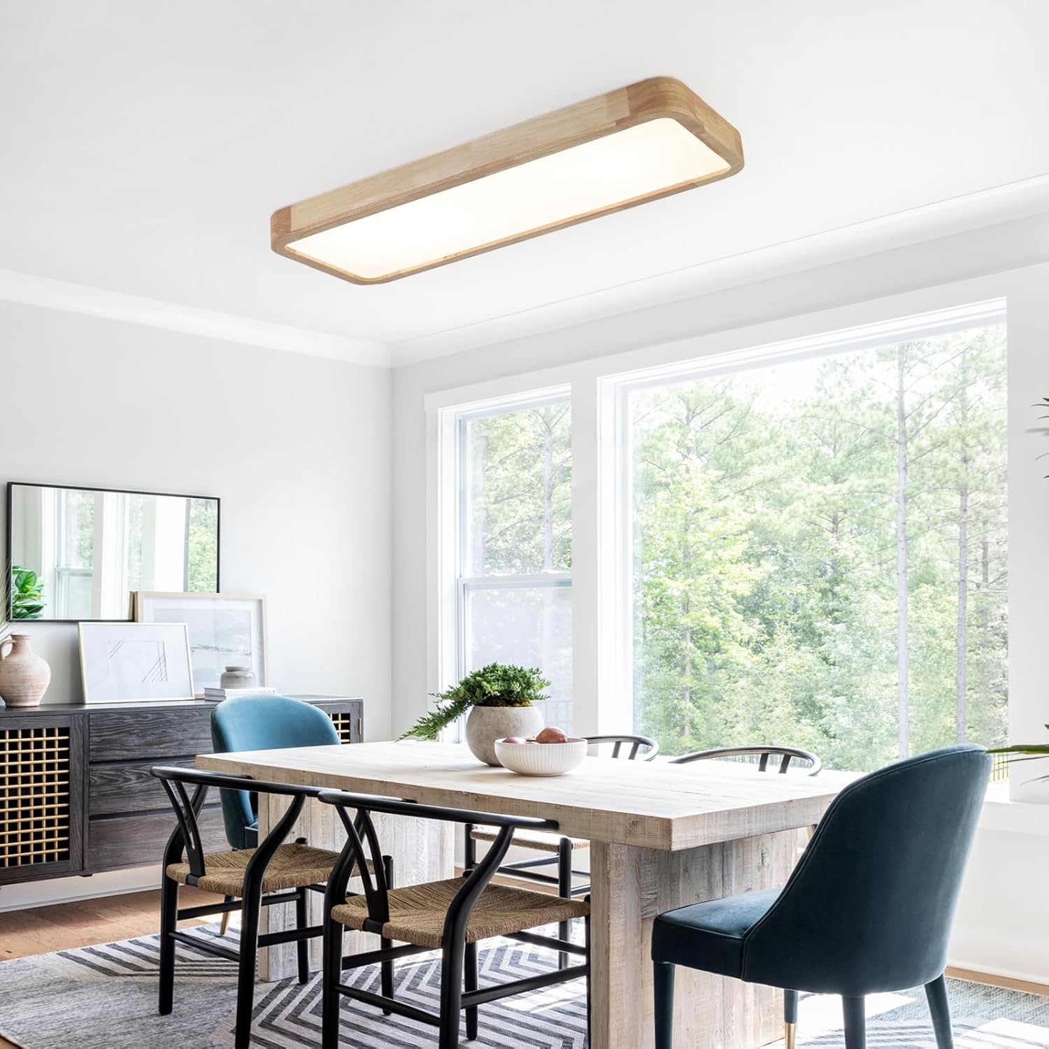 Schindora Plafoniera LED Soffitto Legno 80x30cm 36W - immagine 6