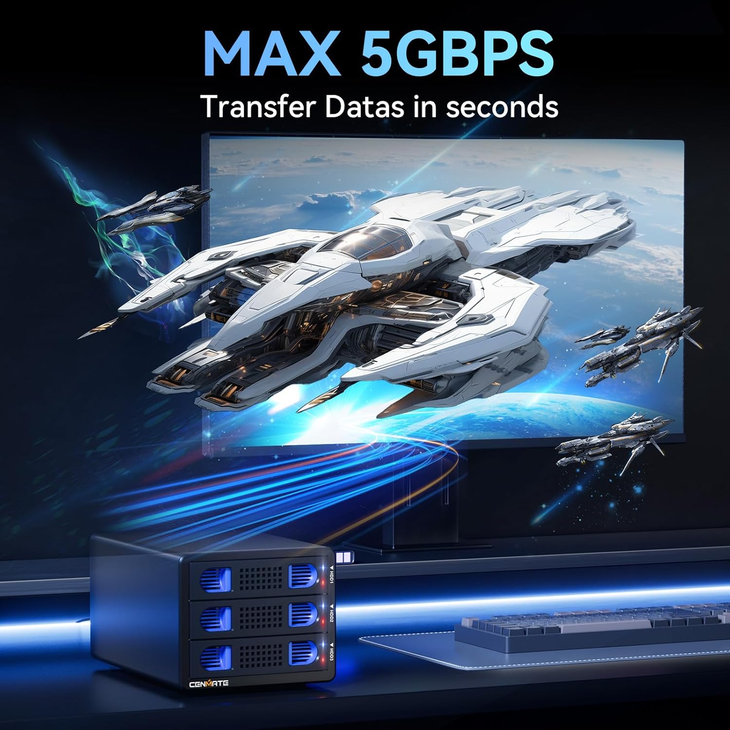 Case Hard Disk Alluminio 3 Baie con Ventola - immagine 3