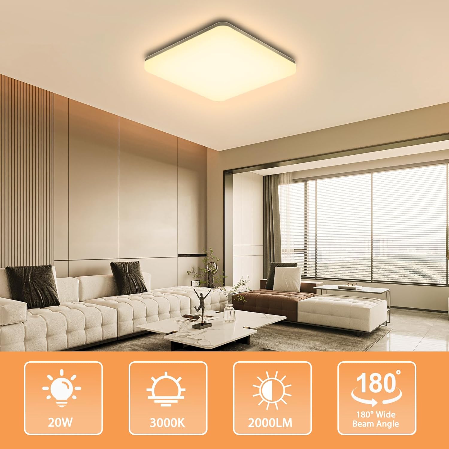 Plafoniera LED Soffitto Quadrata 20W IP44 - immagine 2