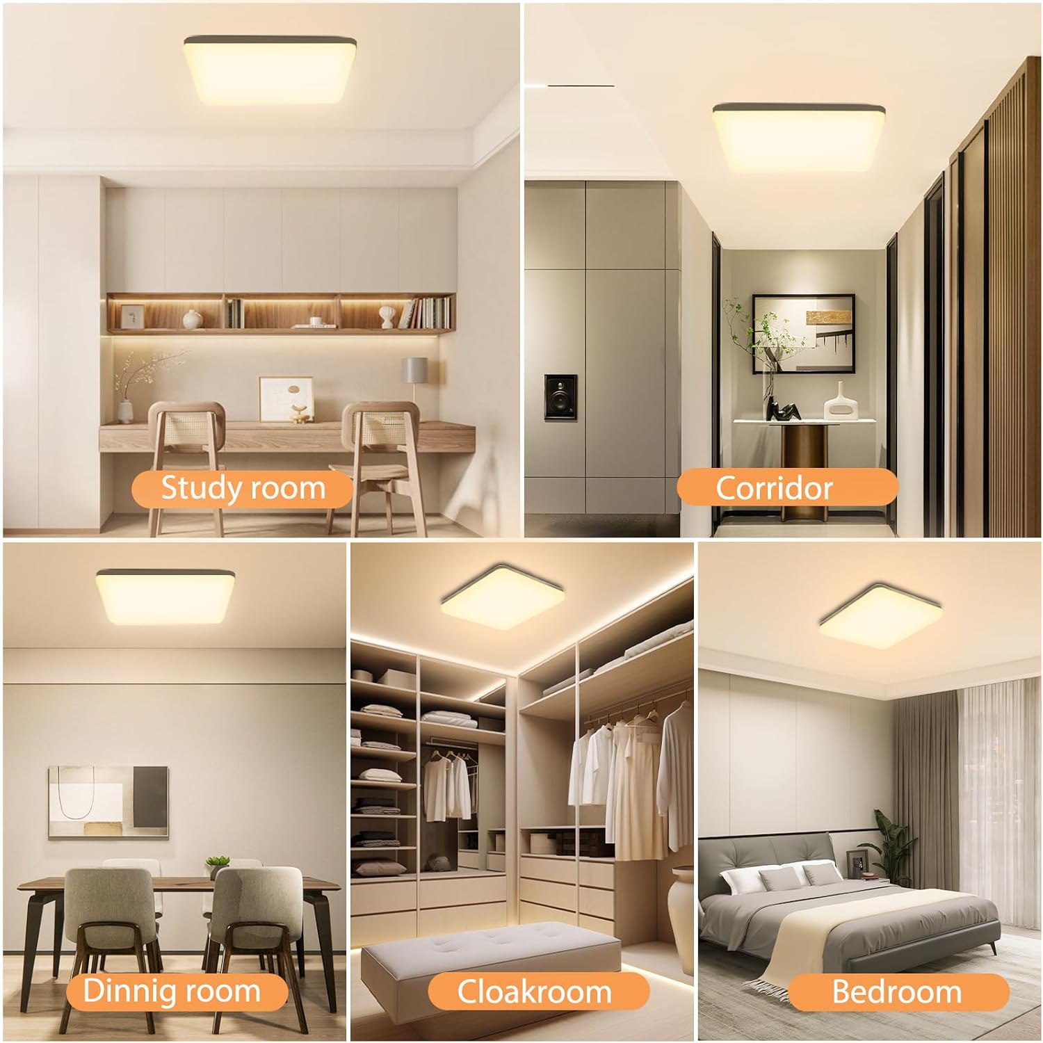 Plafoniera LED Soffitto Quadrata 20W IP44 - immagine 7