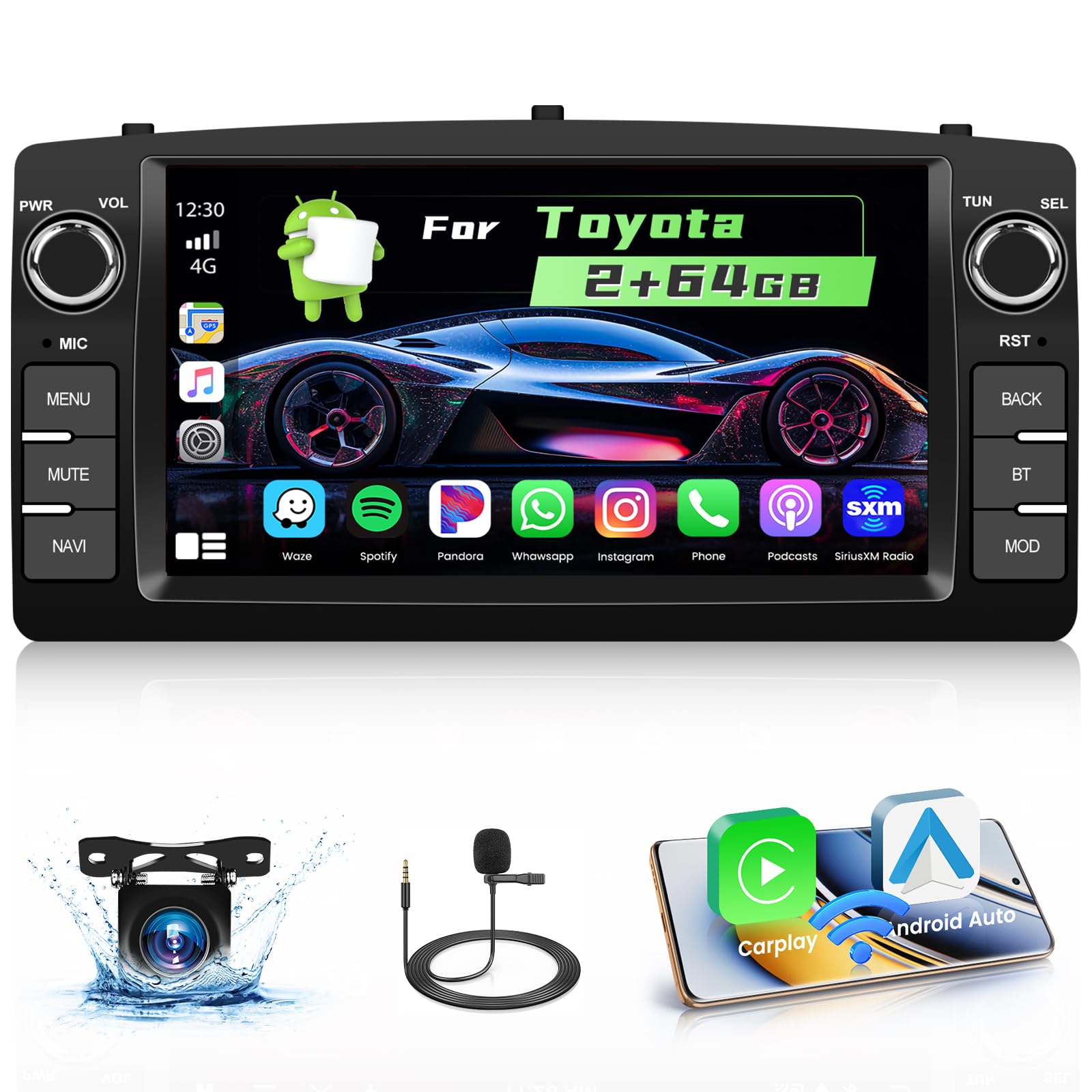 Hikity Autoradio Android 15 per Toyota Corolla E120 2000-2006