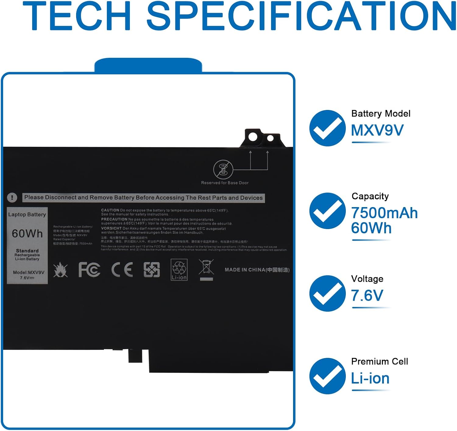 MXV9V Batteria Laptop per Dell Latitude e Inspiron - immagine 2