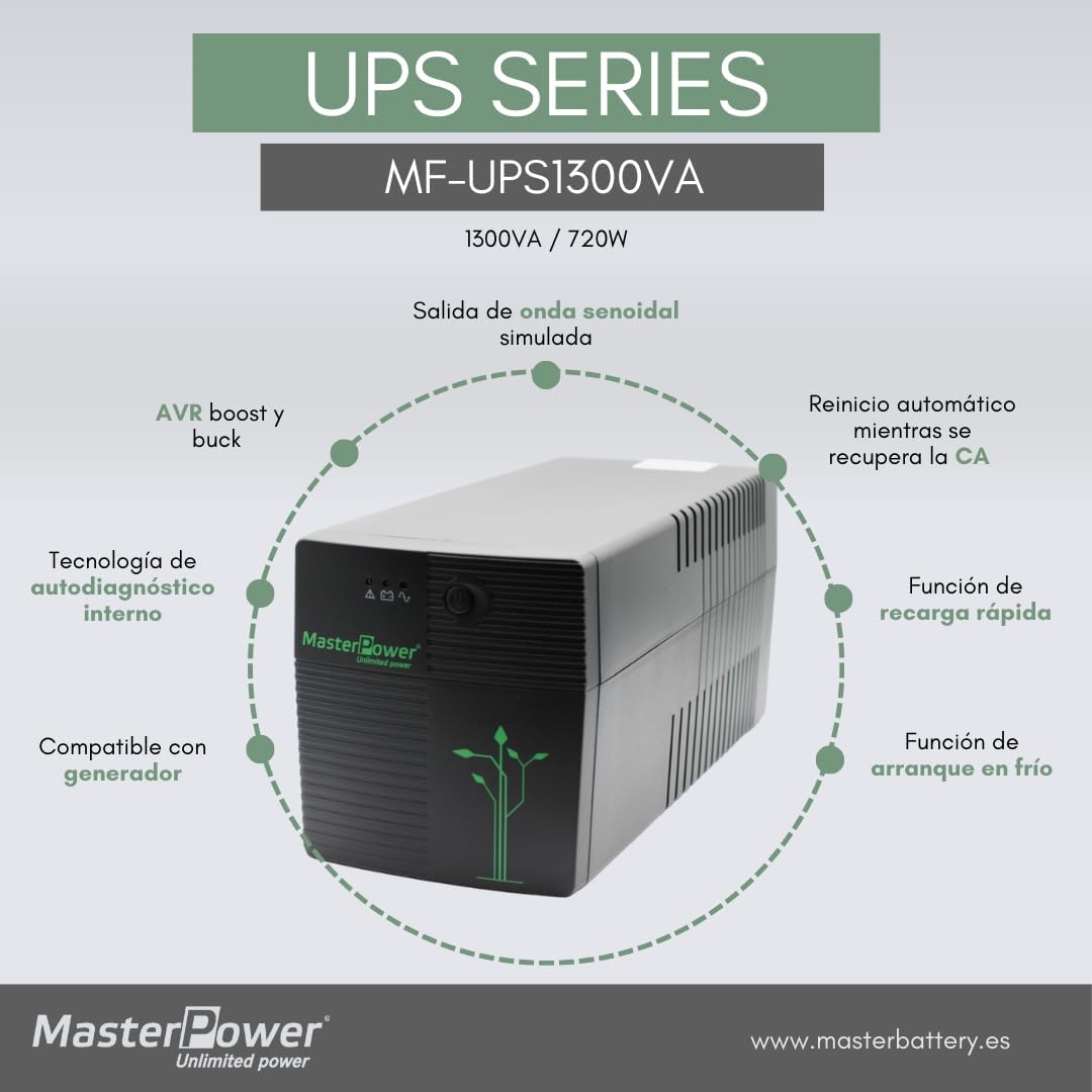 Master Power UPS 1300 VA con 4 Prese Schuko - immagine 2