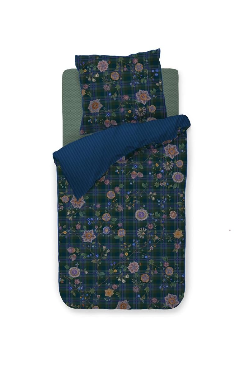 Pip Studio Set copripiumino Flores Felices blu scuro 155 x 220 cm