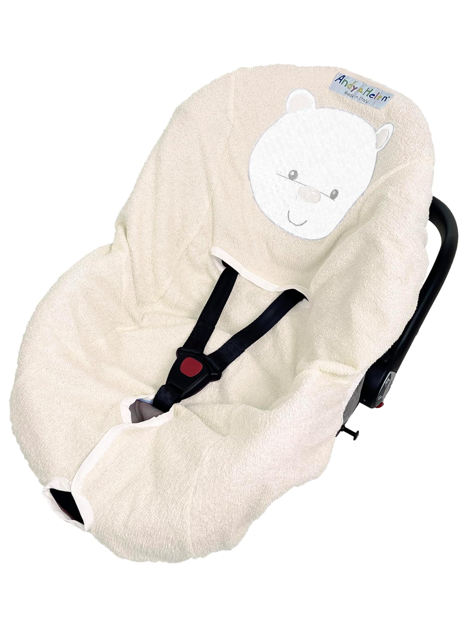 Andy & Helen Copri ovetto in spugna ricamato. Pratico e comodo da inserire grazie a gli angoli elasticizzati aderisce a tutti gli ovetti di formato standard - Panna