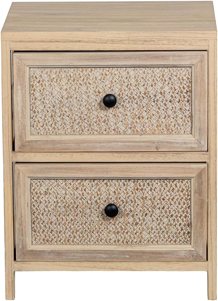 CAJONERA MADERA C/2 CAJONES MIMBRE 40x30x52cm - immagine 4