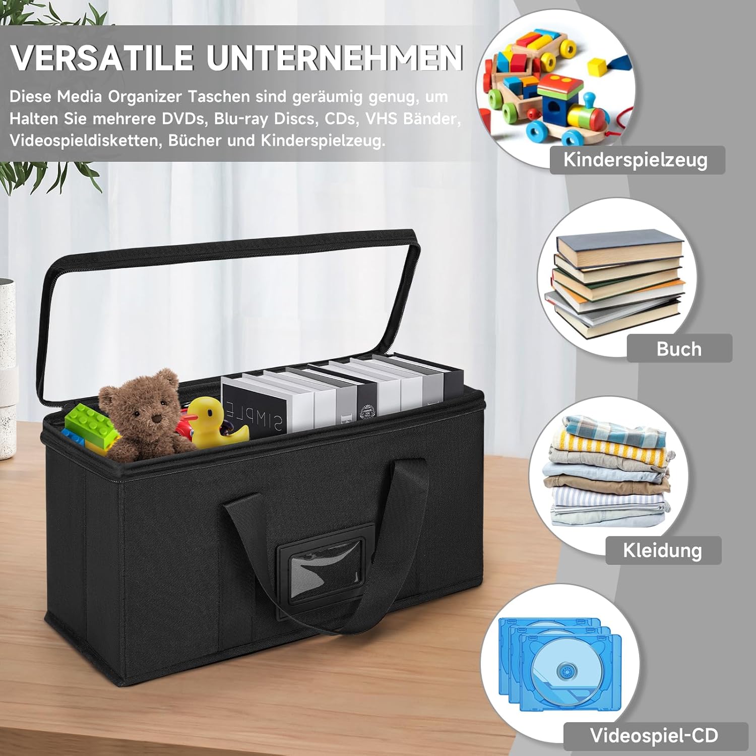 IPEB Custodia per CD e DVD con Maniglia, Nera (6 Pezzi) - immagine 4