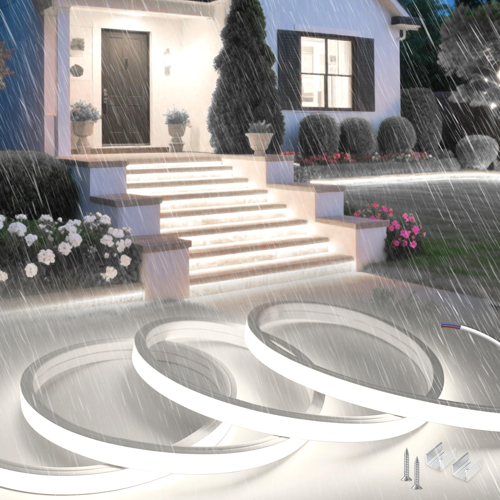 Striscia LED Neon 10 Metri 220V IP65, Bianco Freddo