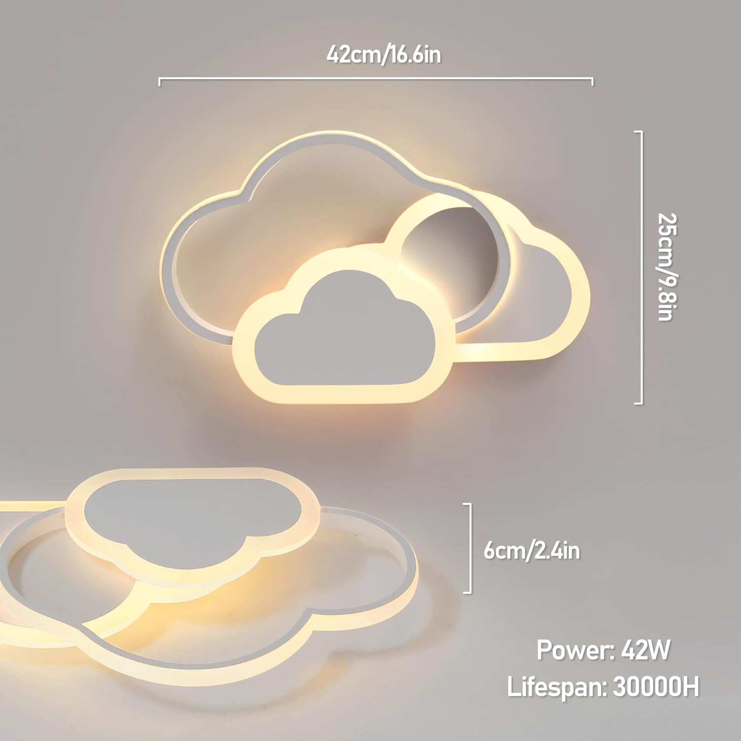 Plafoniera LED Nuvola Cameretta Dimmerabile 42CM 32W - immagine 5
