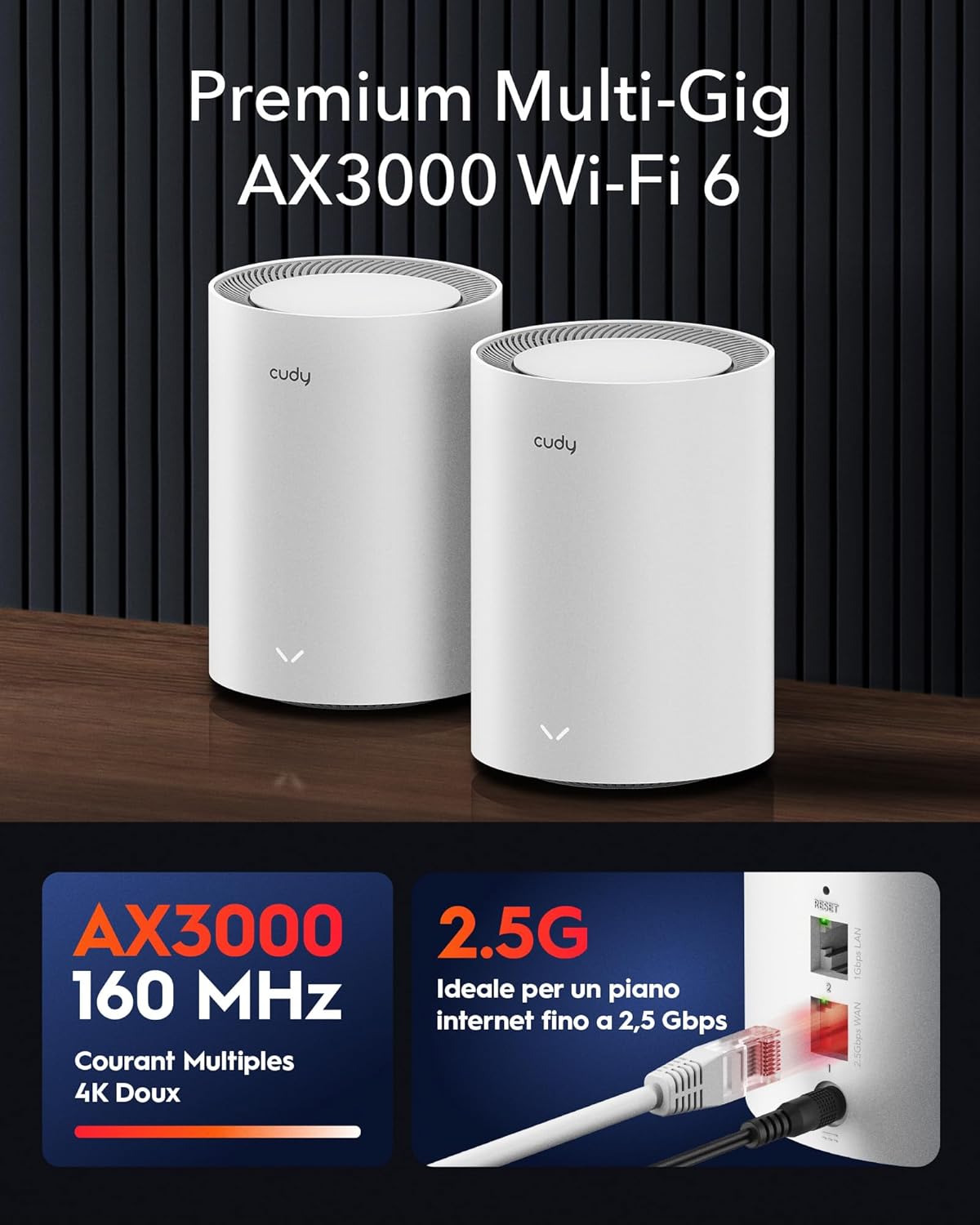 Cudy AX3000 2,5G Sistema Mesh Wi-Fi 6 (2-Pack) - immagine 2