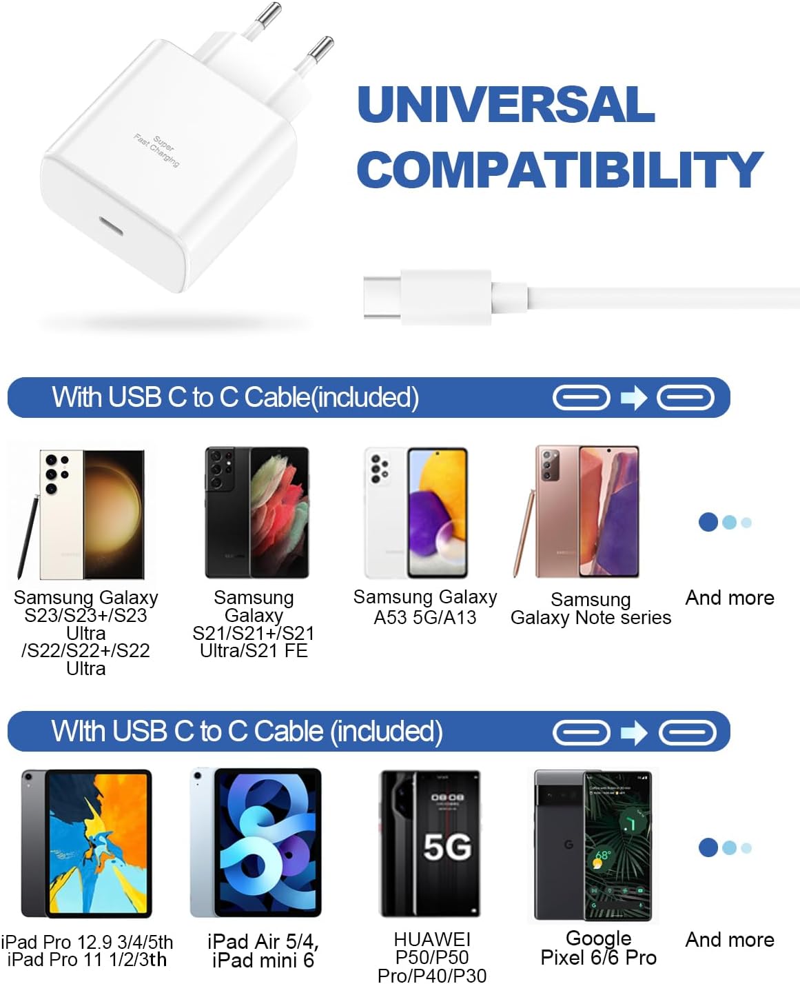 Caricabatterie Samsung 45W USB C Rapido, Bianco - immagine 6