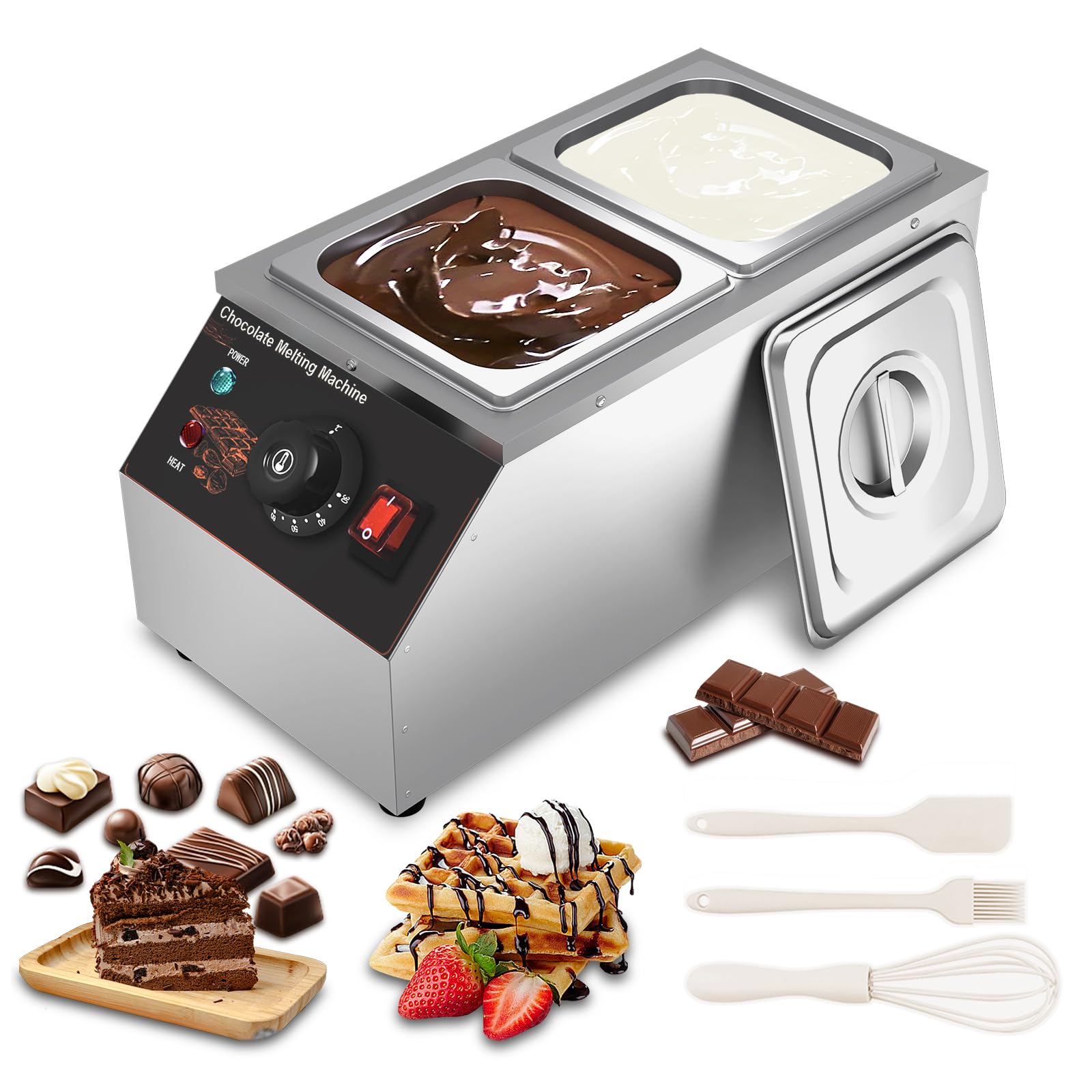 Crogiolo Cioccolato Elettrico con 2 Pentole in Acciaio Inox