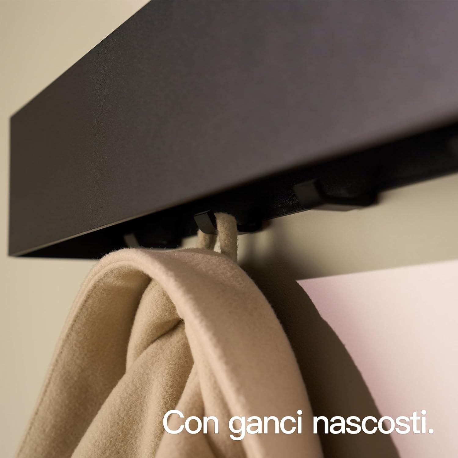 Design Amburgo Appendiabiti da Parete 80cm, Nero - immagine 3