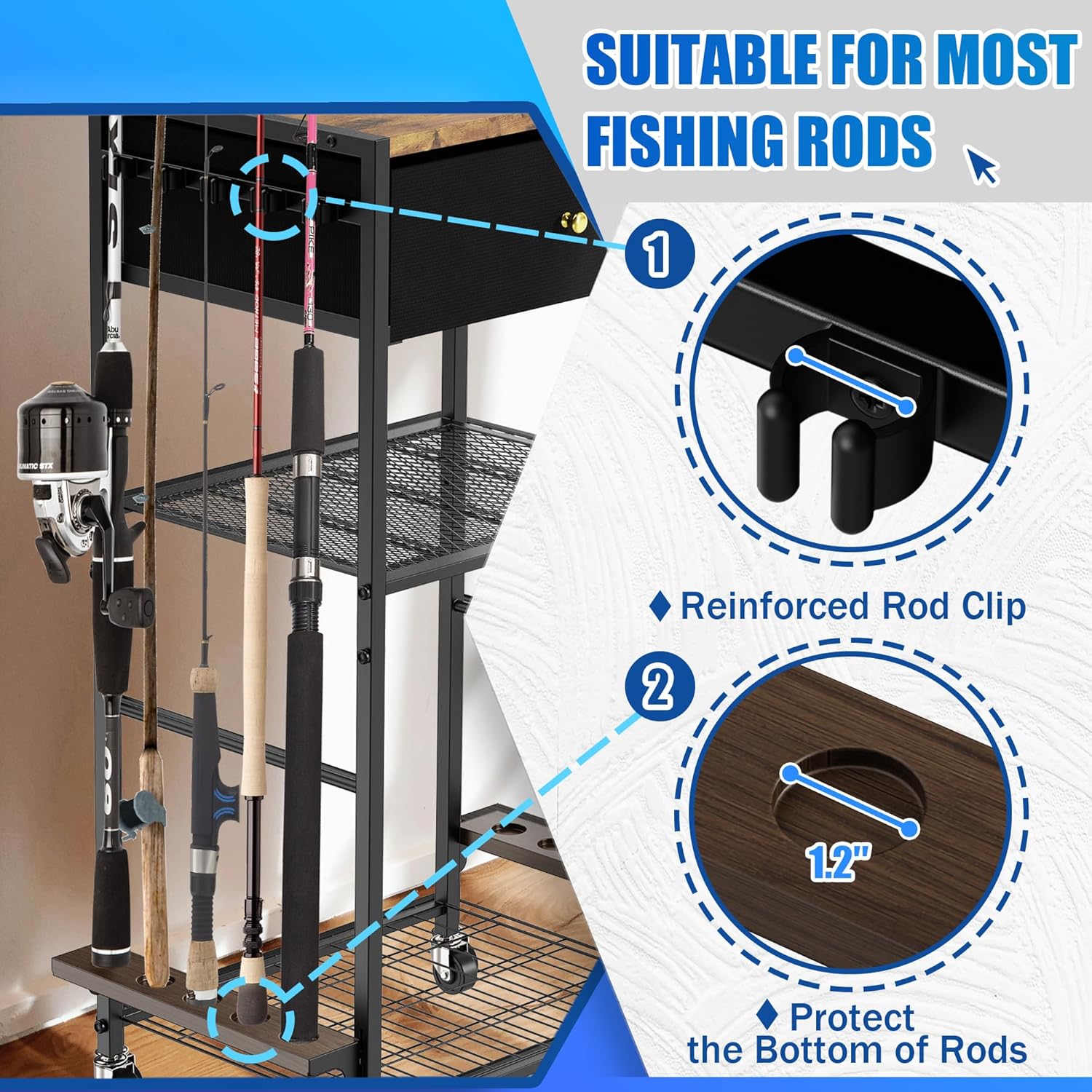 Supporto Girevole per Canne da Pesca 10 Posti - immagine 3