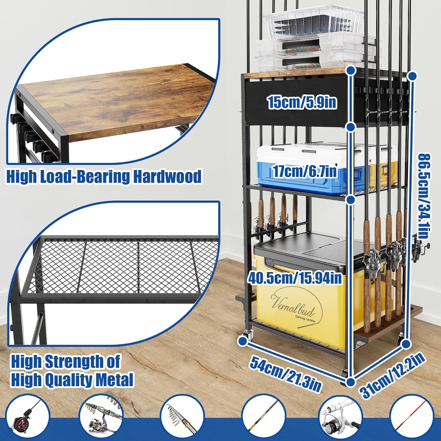 Supporto Girevole per Canne da Pesca 10 Posti - immagine 6