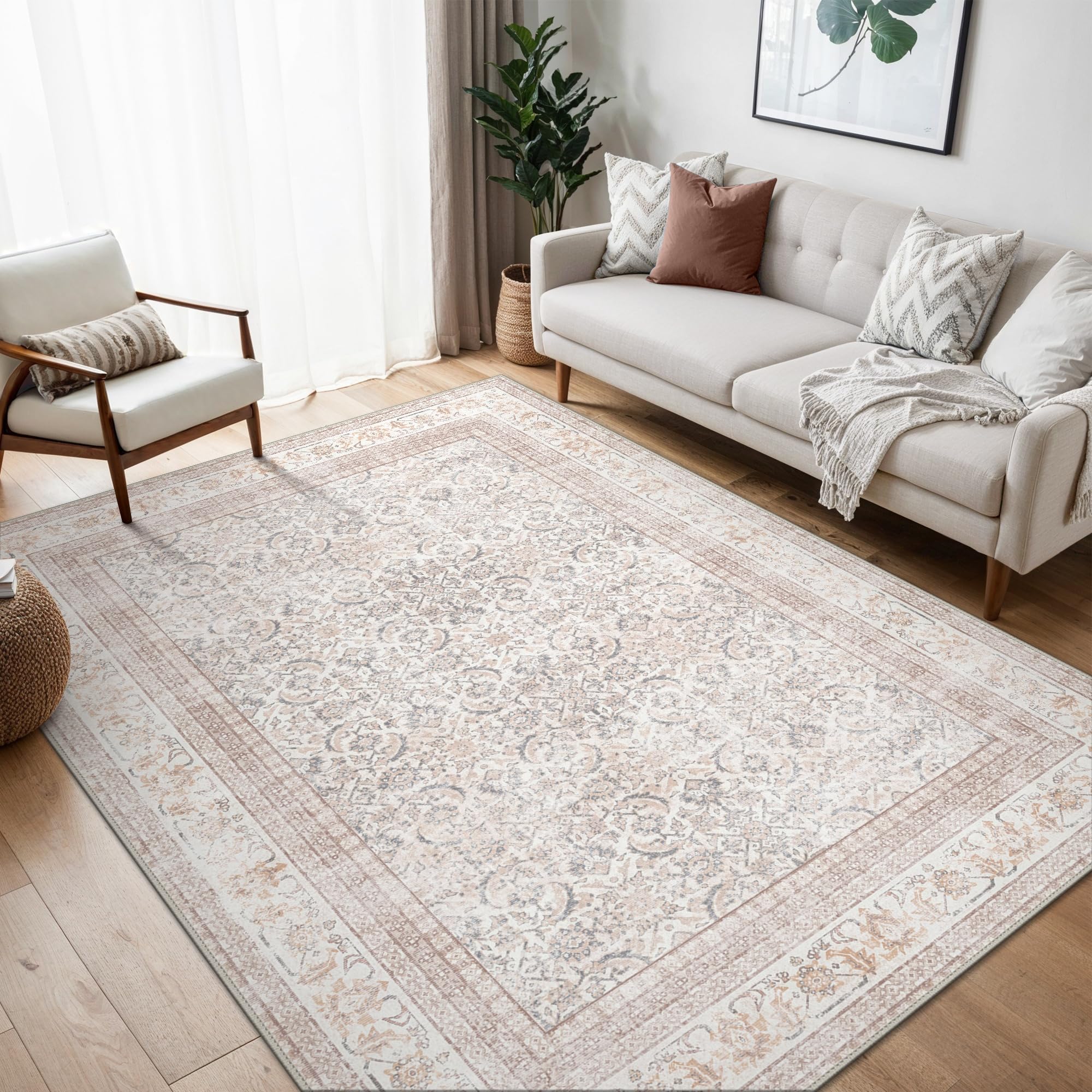 Beimo Tappeto Salotto Vintage Pelo Corto 150x210cm, Rosato