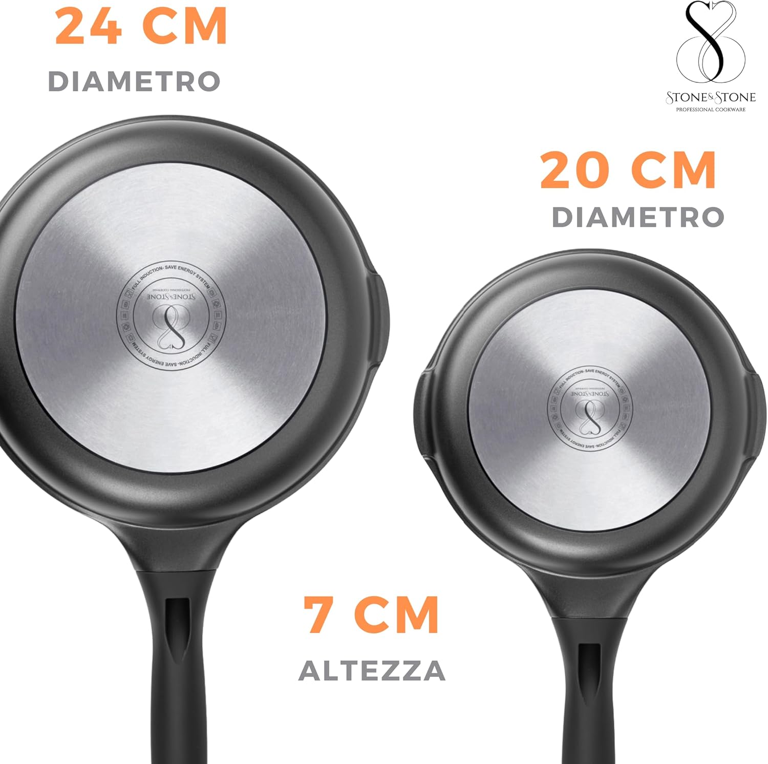Stone&stone Set 2 Padelle Antiaderenti 20/24cm - immagine 3