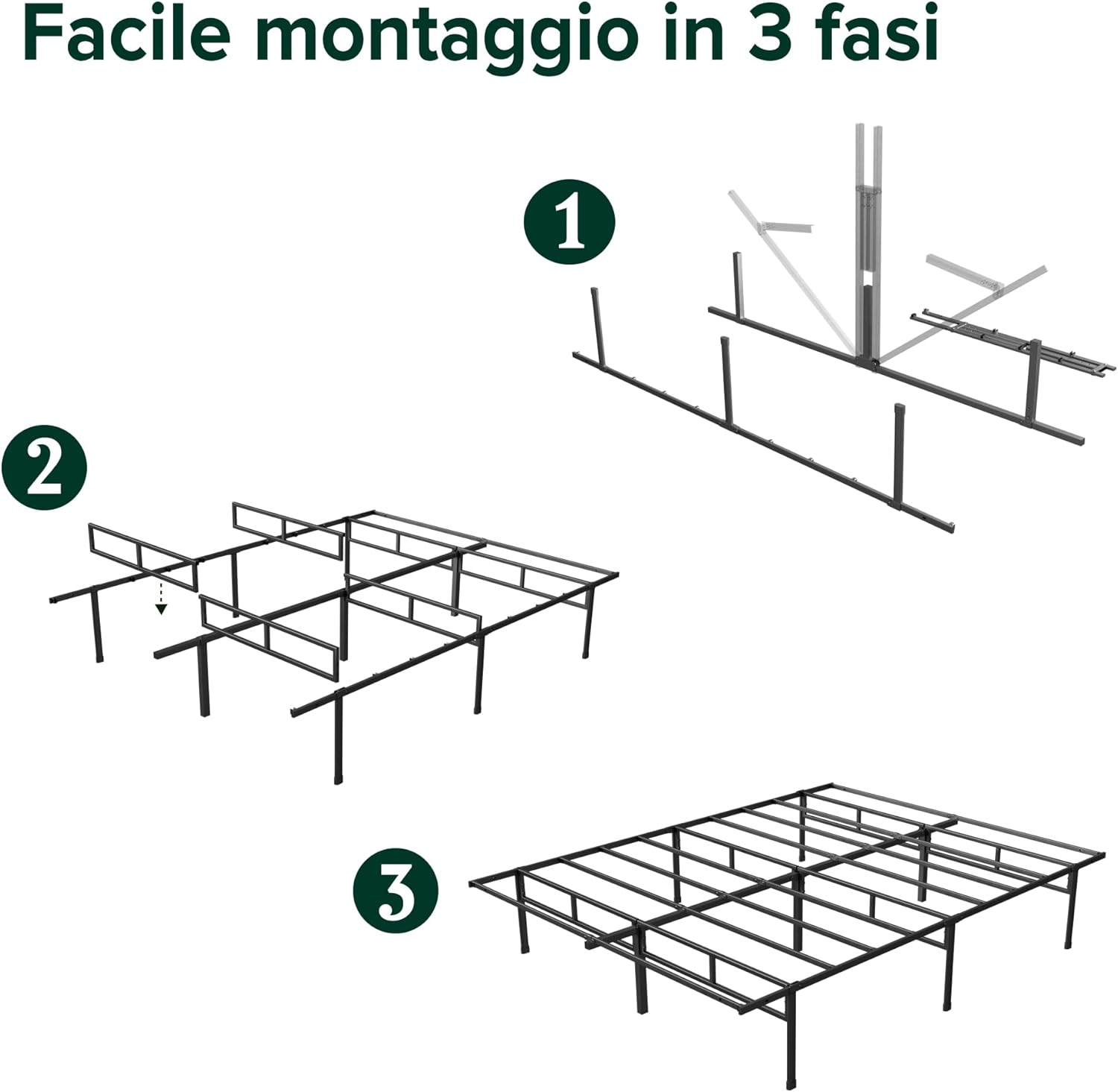 Zinus Justin Letto 160x190 cm con Contenitore, Nero - immagine 5