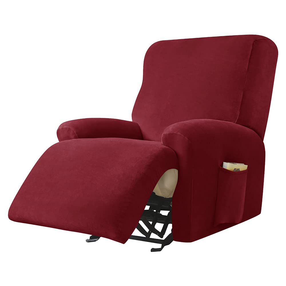 Highdi Copripoltrona Relax Reclinabile 4 Pezzi, Rosso Bordeaux