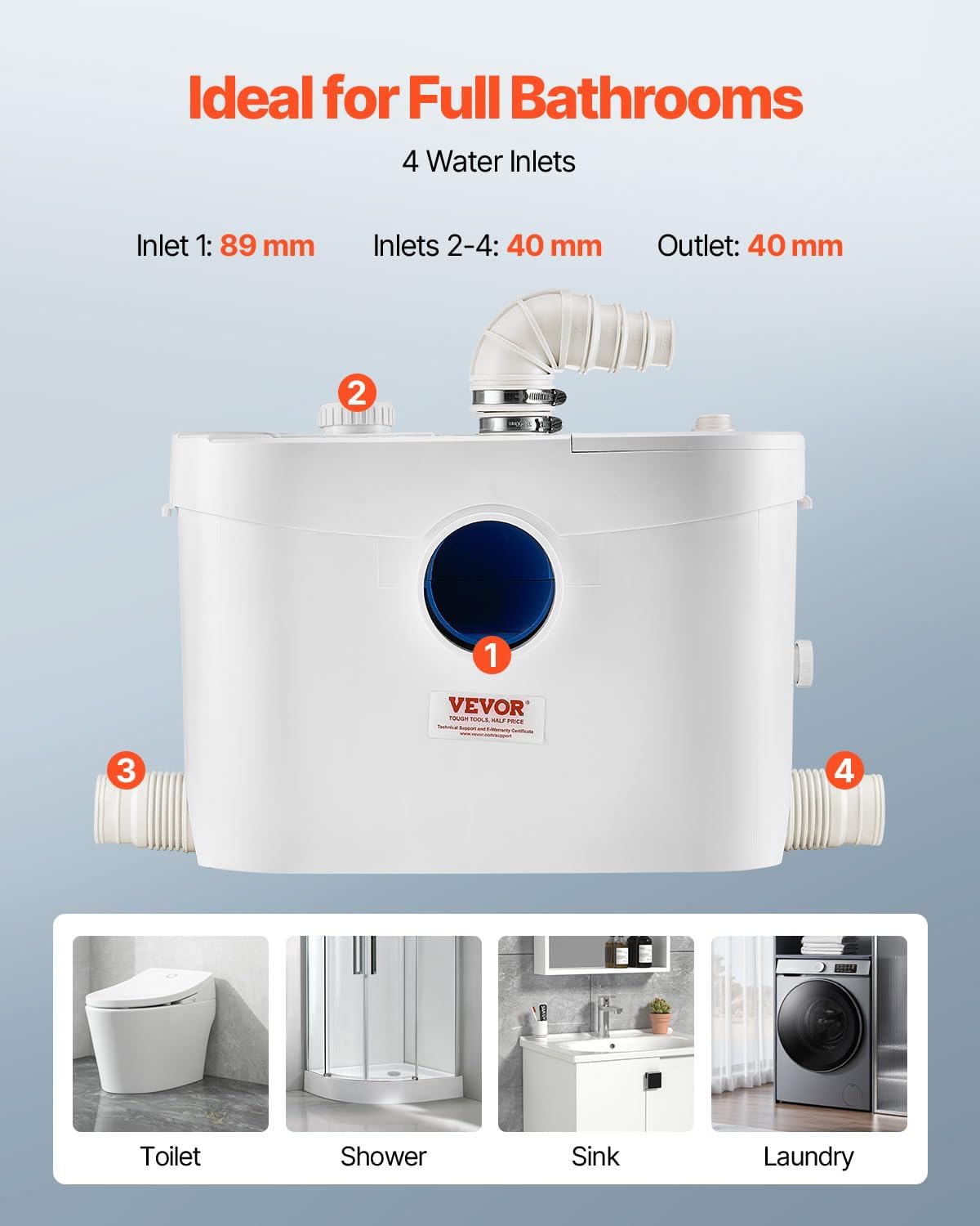 Vevor Pompa Maceratrice per WC 900W - immagine 6