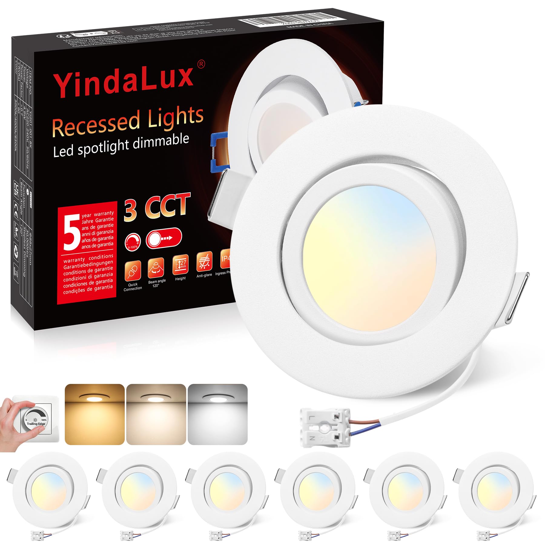 Yindalux Faretti LED da Incasso 5W, Set di 6