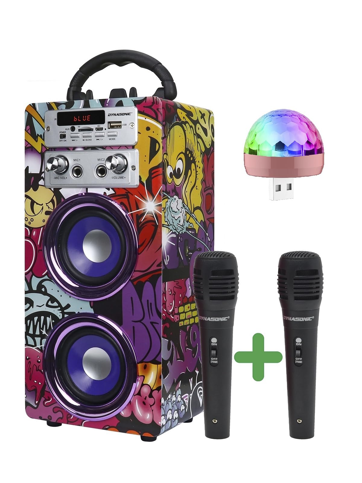 Dynasonic Macchina Karaoke Portatile con 2 Microfoni