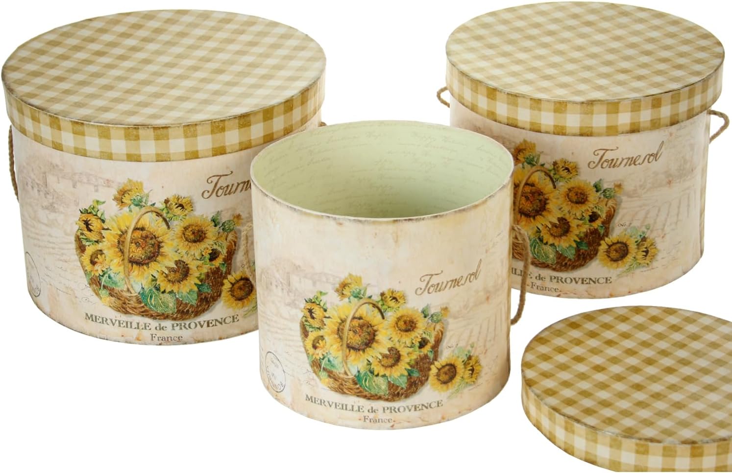 SET 3 CAJAS GIRASOLES CARTÓN 27X23 32X25 36X27 CM