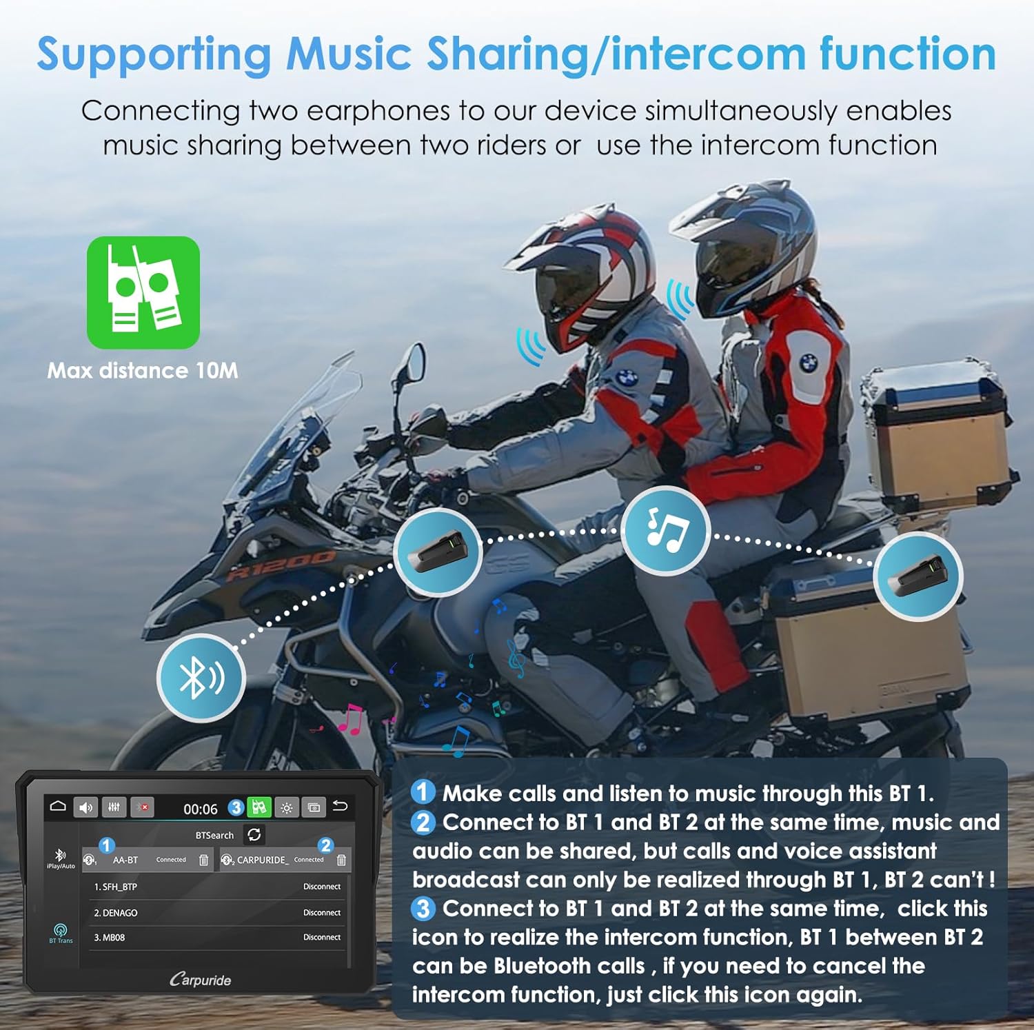 Carpuride W702 Pro Moto Carplay 7" con Interfono - immagine 4