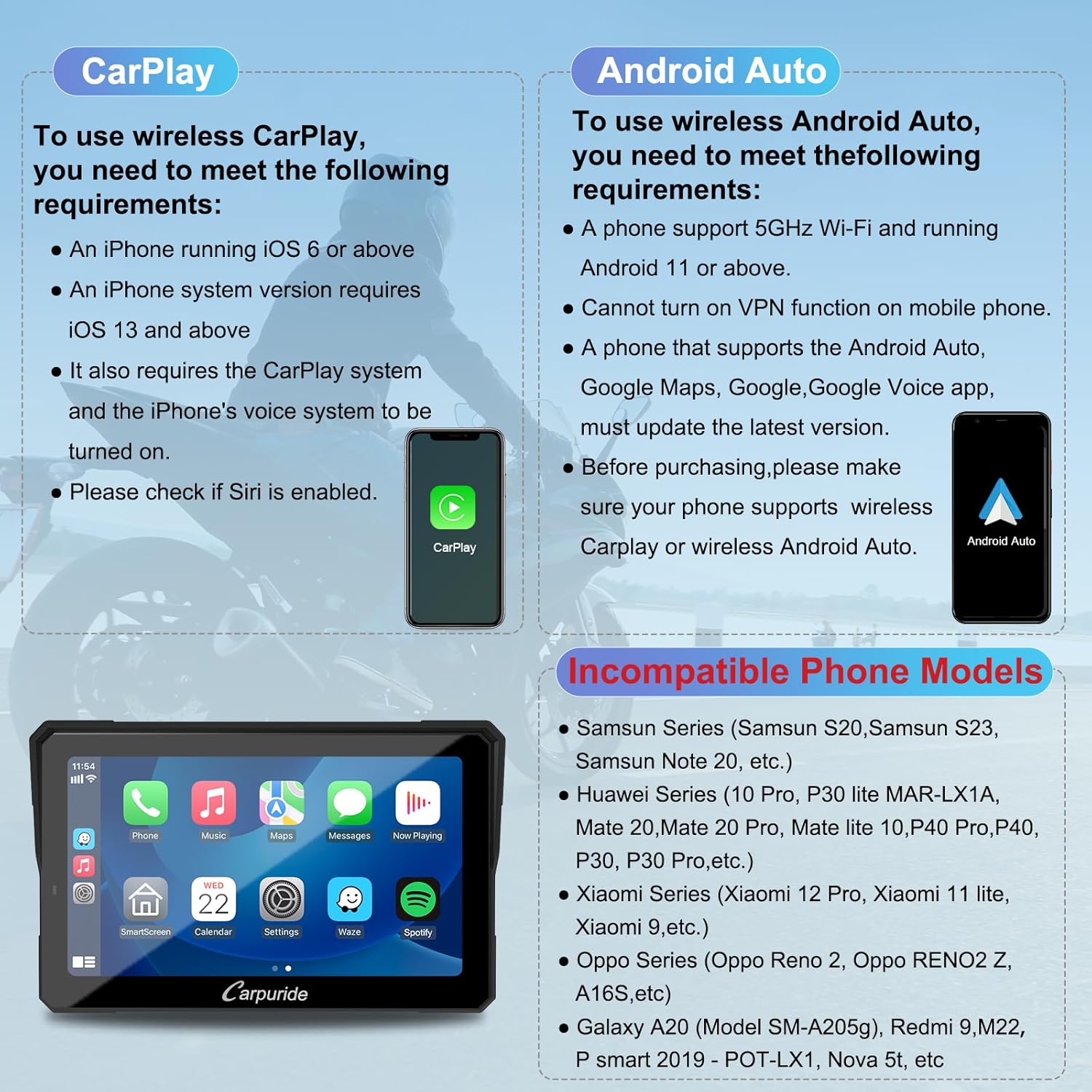 Carpuride W702 Pro Moto Carplay 7" con Interfono - immagine 6