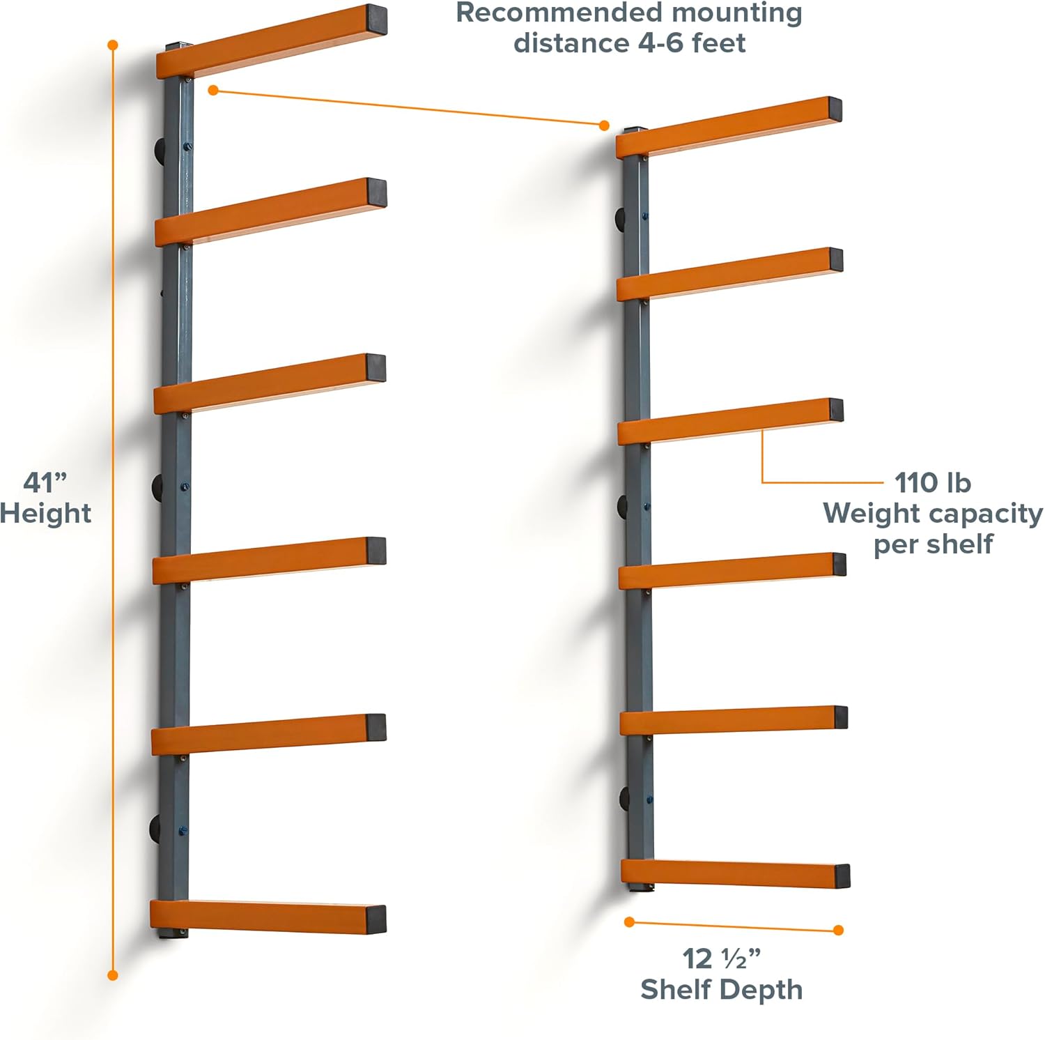 Bora Organizer Scaffale Legname 6 Livelli, Arancione - immagine 3