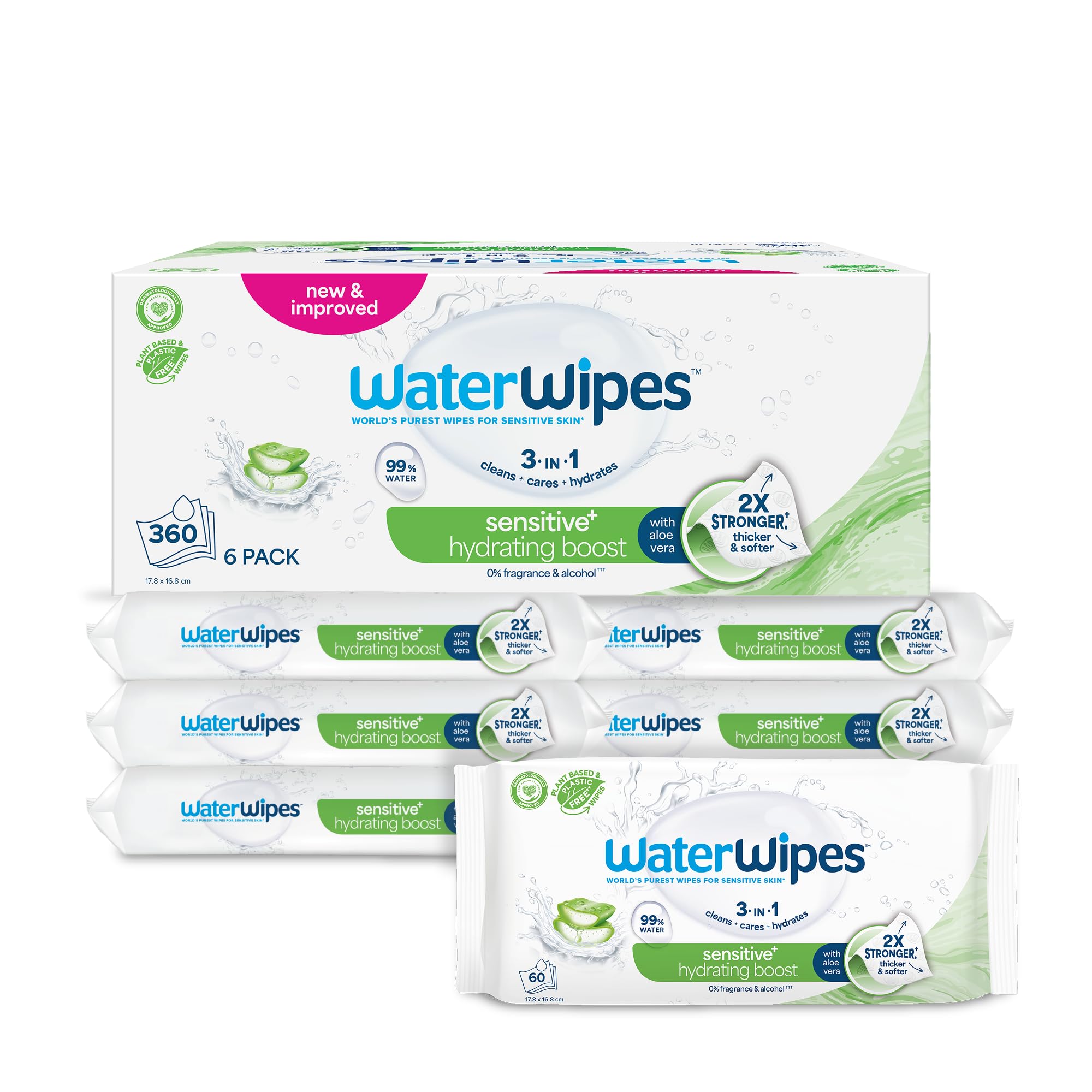 Waterwipes Sensitive+ Hydrating Boost Wipes 360 Pezzi