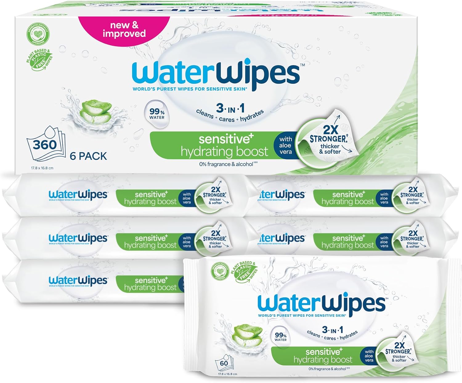 Waterwipes Sensitive+ Hydrating Boost Wipes 360 Pezzi - immagine 1