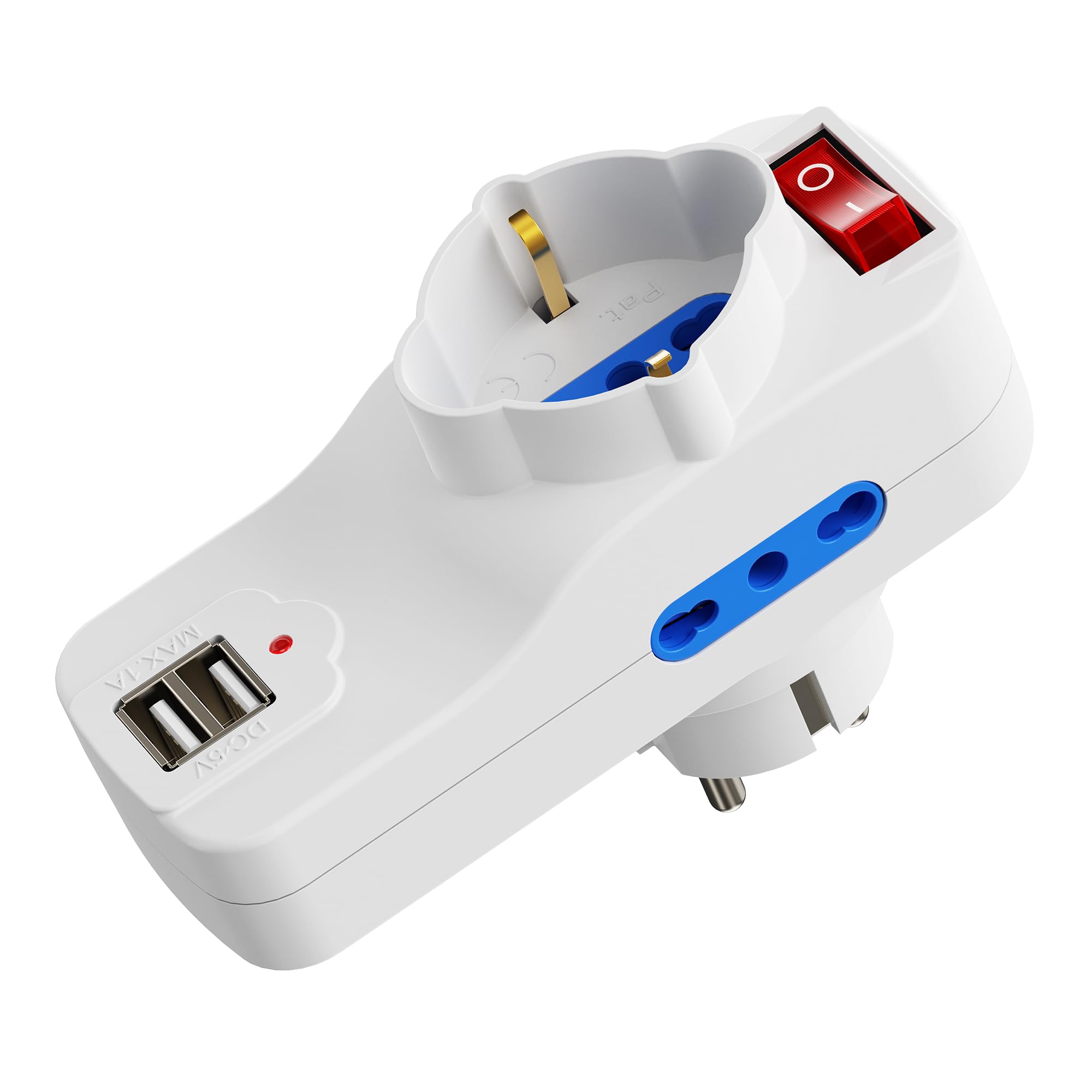 Ewent Ladron Multipresa 5 in 1 con 2 USB