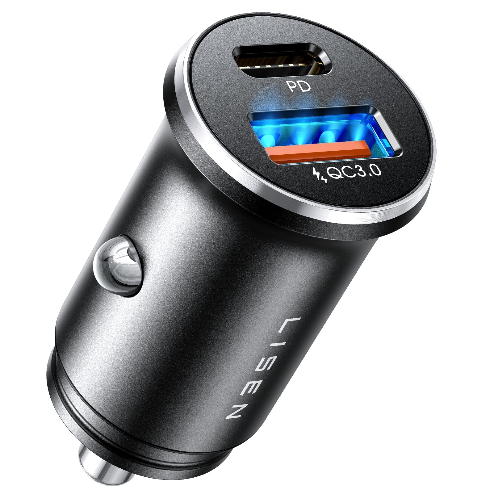 Lisen Caricatore Auto USB-C 54W Doppia Porta QC3.0