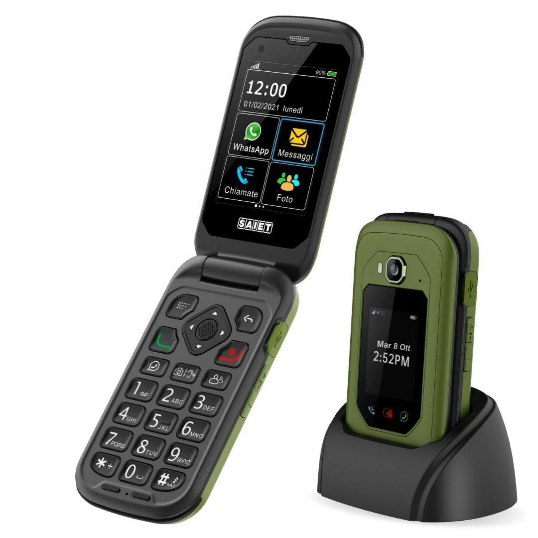 Saiet LINK 4 PRO Telefono Flip IP68 Verde-Nero