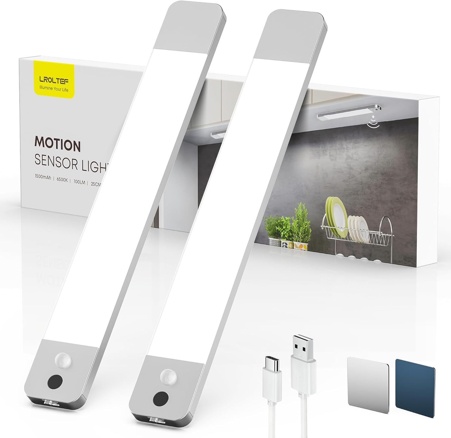 Lroltef Luce LED Sottopensile Cucina 25CM 1500mAh (2 Pezzi) - immagine 1