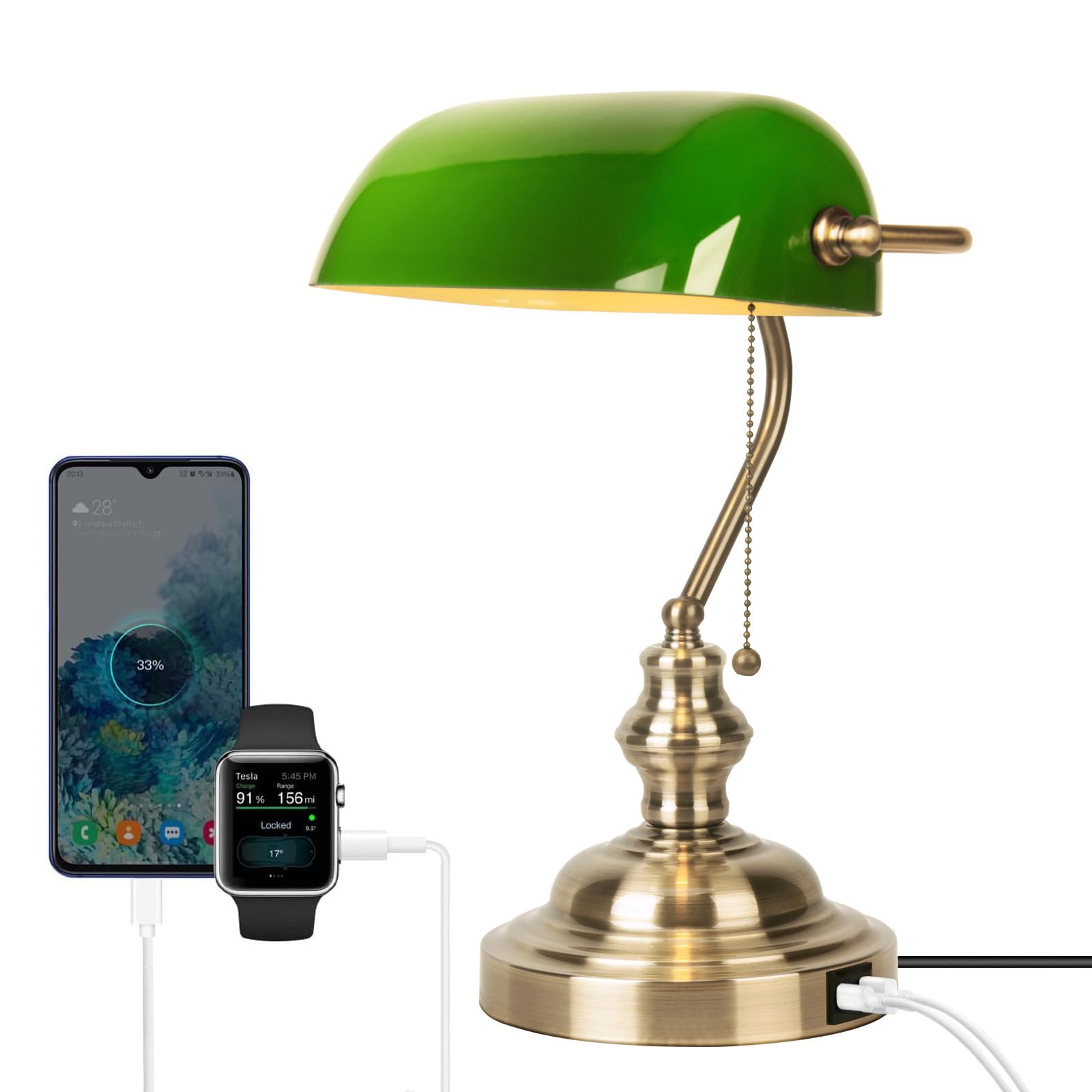 JCPYIUL Lampada da Scrivania Vintage Verde