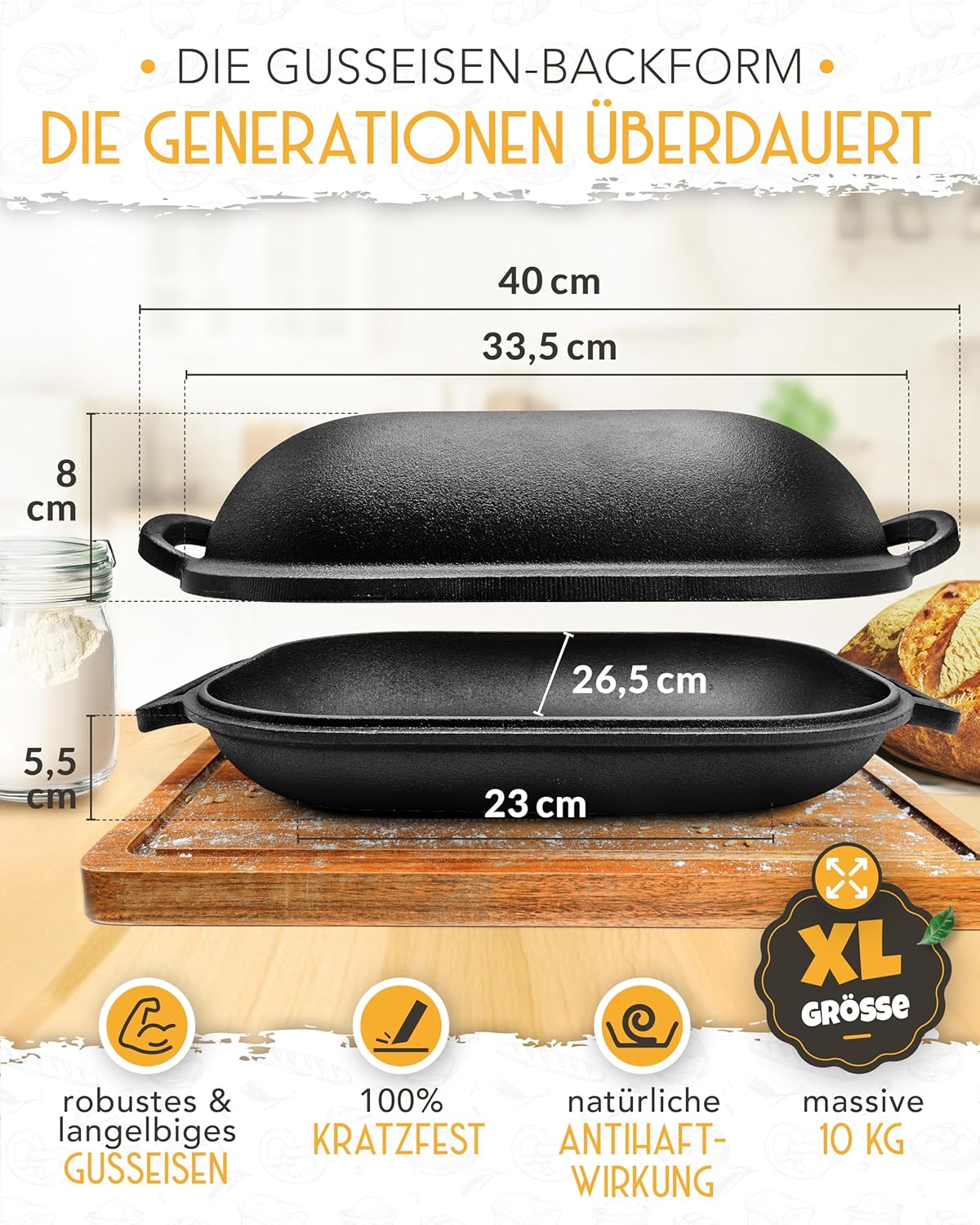 Krustenzauber - Stampo Pane Ghisa 40cm con Coperchio - immagine 3