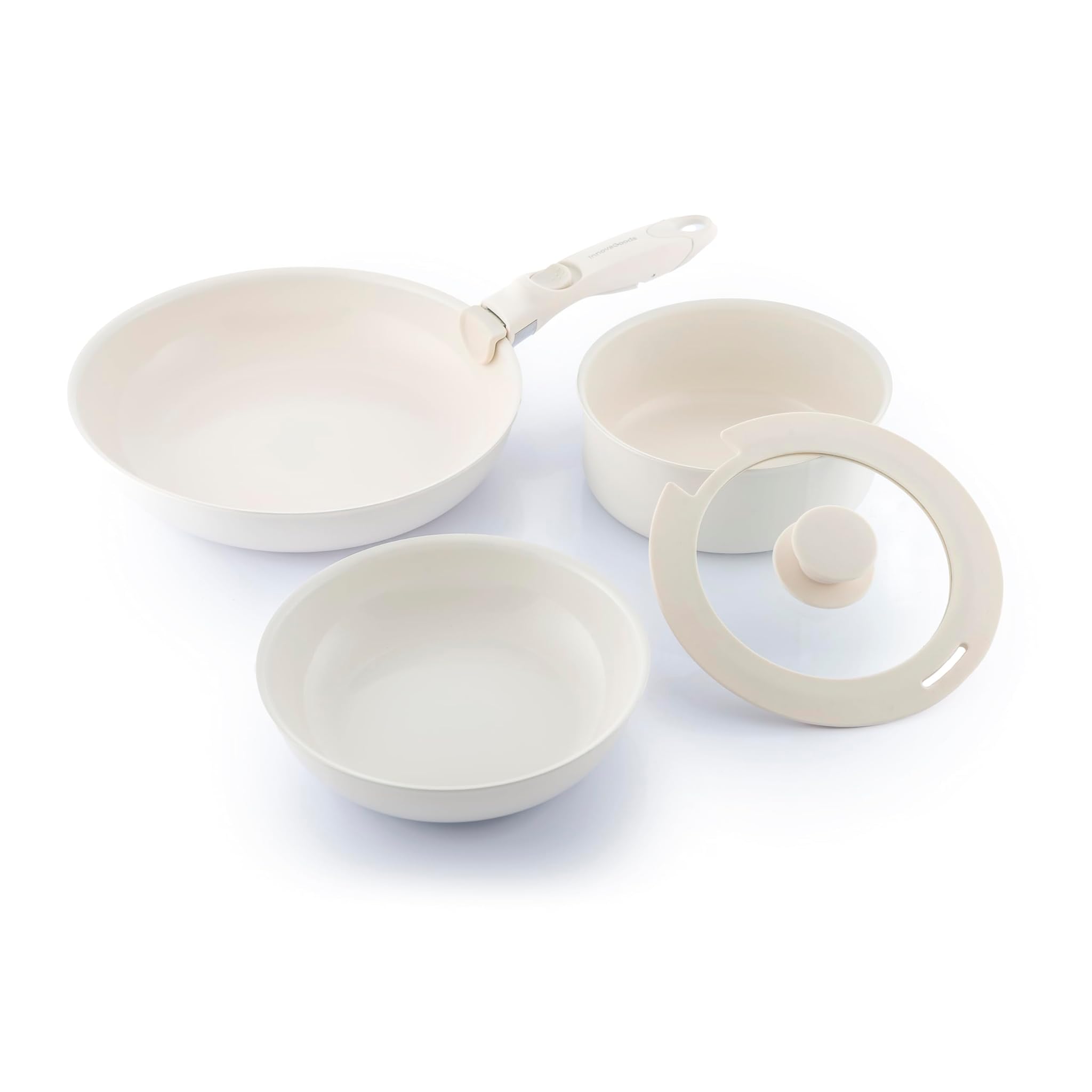 Innovagoods Set Padelle 5 Pezzi con Manico Rimovibile